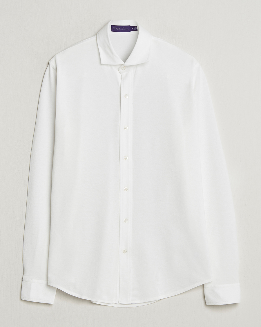 Men | Shirts | Ralph Lauren Purple Label | Washed Cotton Pique Shirt White