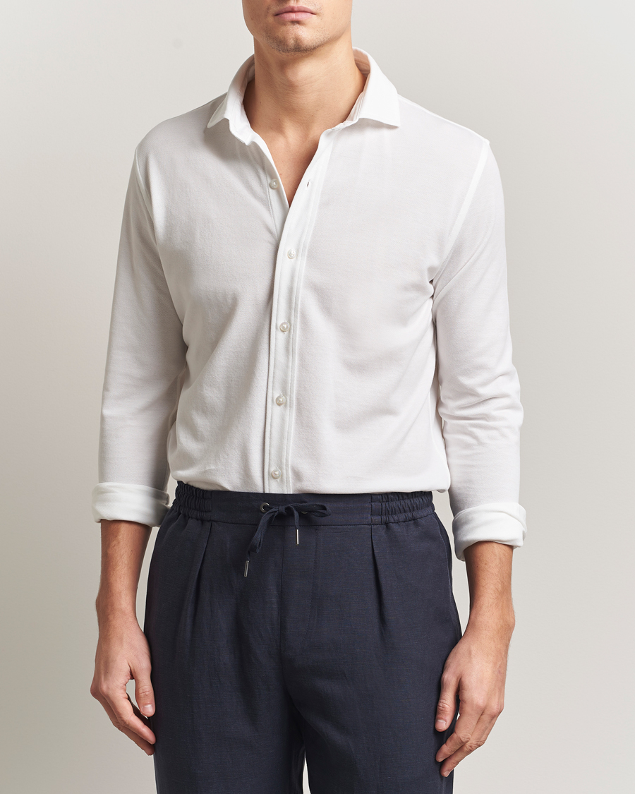 Men | Shirts | Ralph Lauren Purple Label | Washed Cotton Pique Shirt White