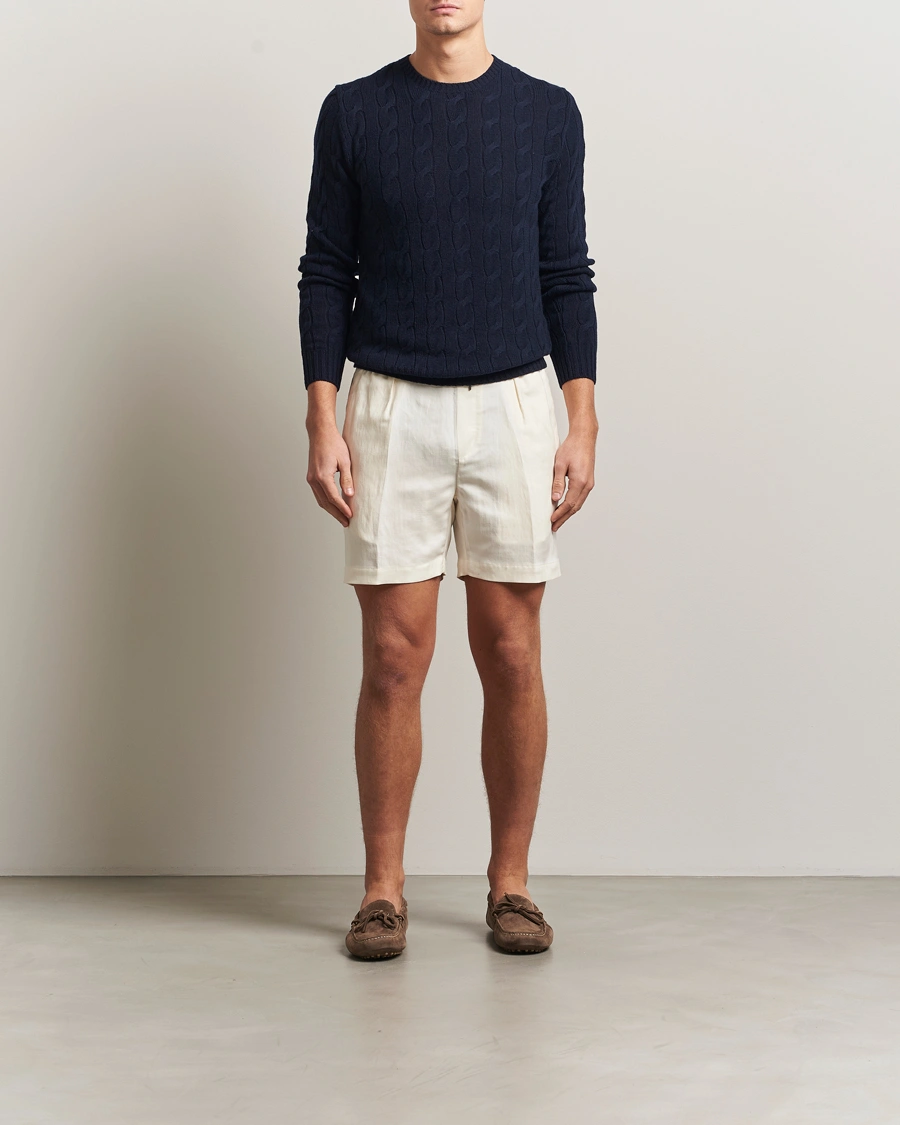 Men | Sweaters & Knitwear | Ralph Lauren Purple Label | Cashmere Cable Sweater Chairman Navy