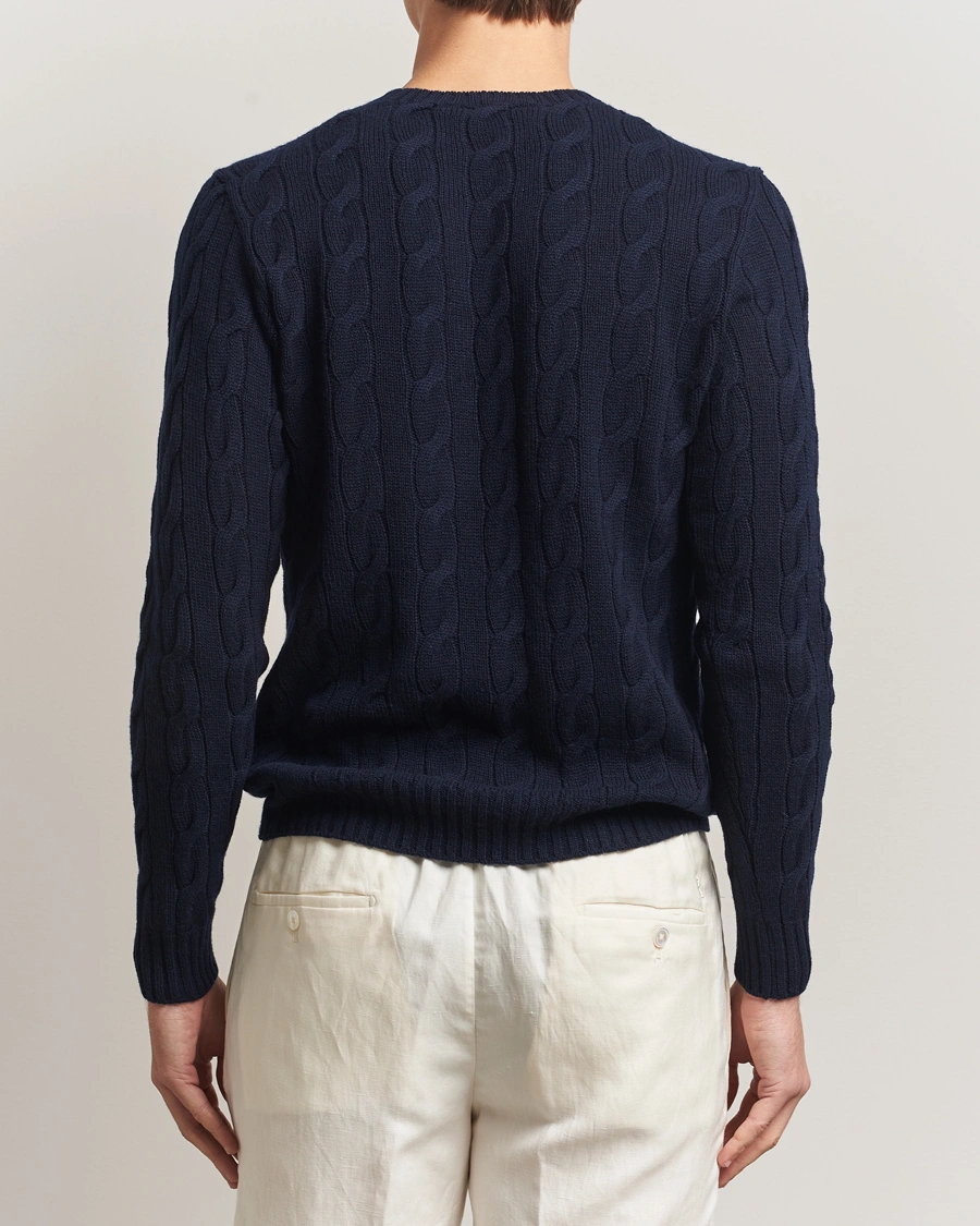 Men | Sweaters & Knitwear | Ralph Lauren Purple Label | Cashmere Cable Sweater Chairman Navy