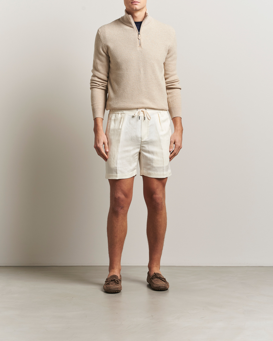 Men | Shorts | Ralph Lauren Purple Label | Silk/Linen Drawstring Shorts Cream
