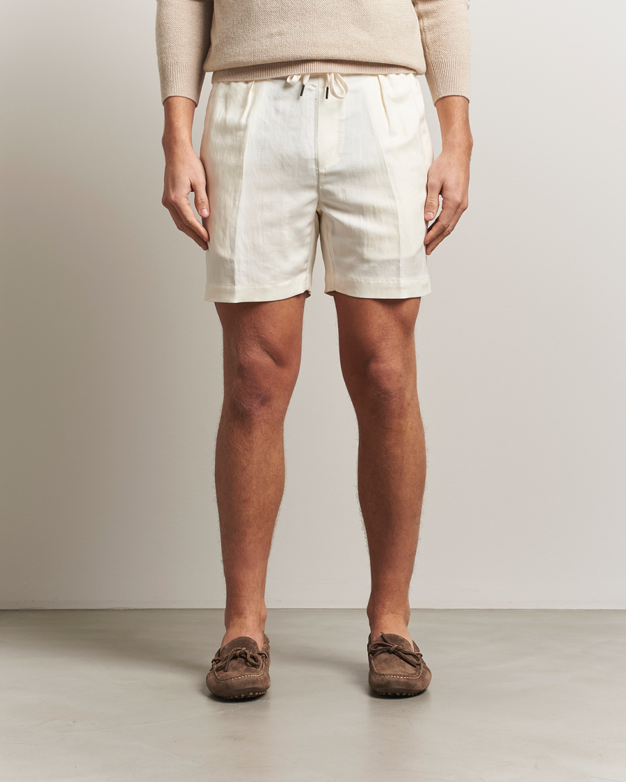 Men | Shorts | Ralph Lauren Purple Label | Silk/Linen Drawstring Shorts Cream