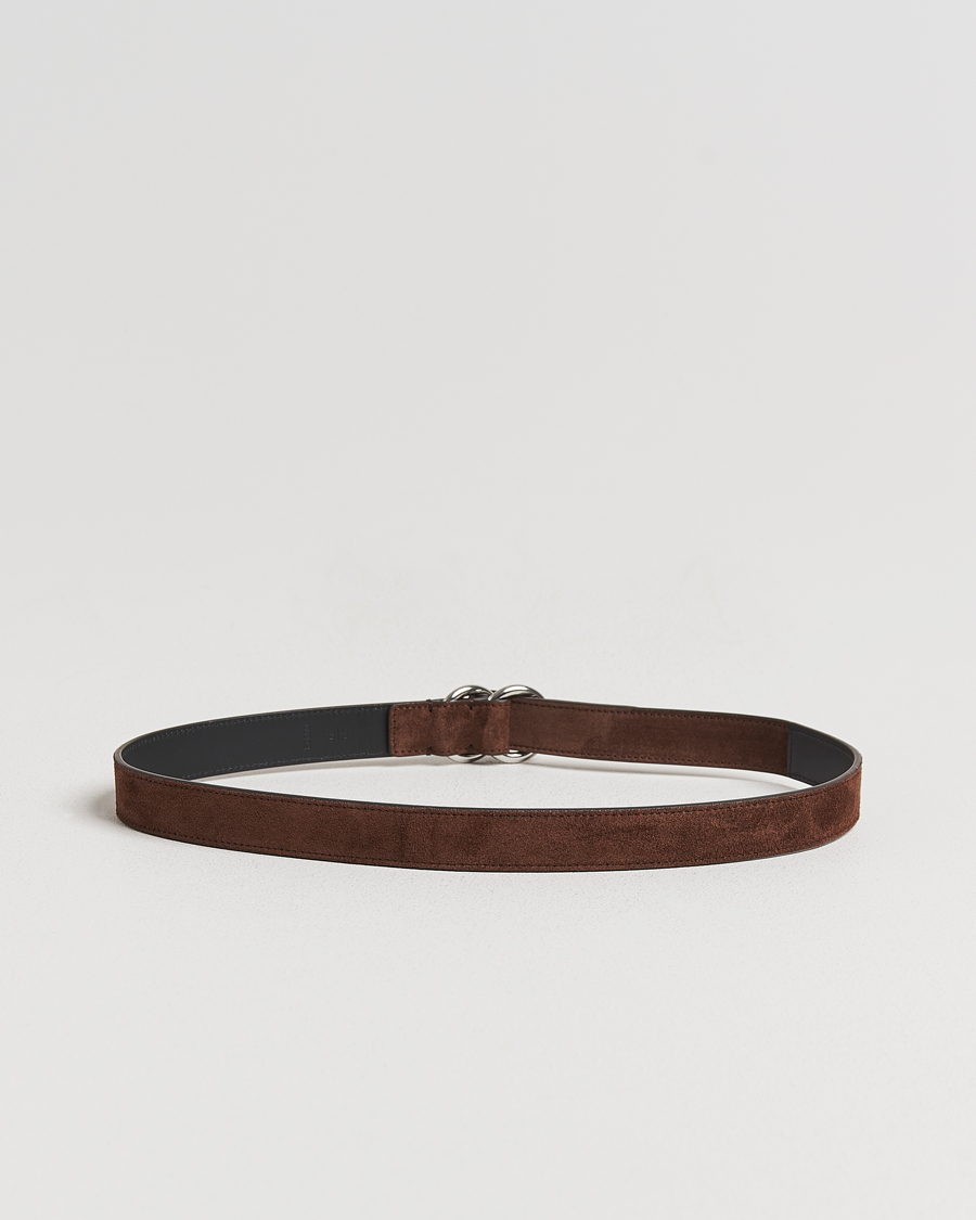 Men | Belts | Ralph Lauren Purple Label | Ring Belt Dark Brown Suede