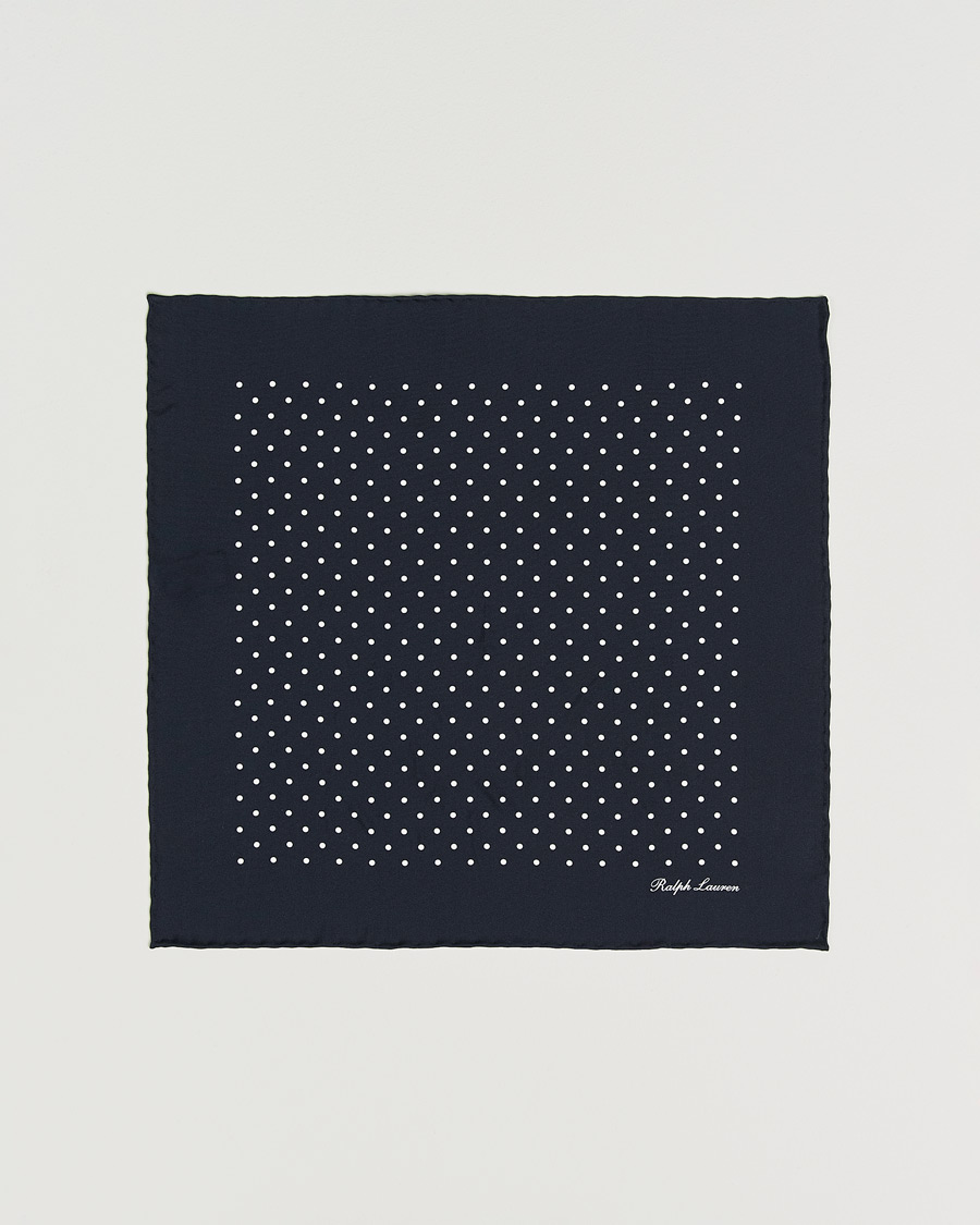 Men | Pocket Squares | Ralph Lauren Purple Label | Silk Dotted Pocket Square Navy
