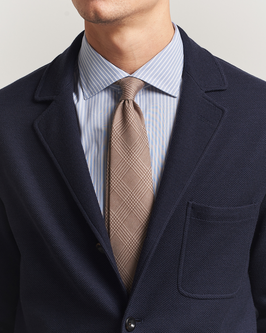 Men | Ties | Ralph Lauren Purple Label | Glenplaid Silk Tie Beige