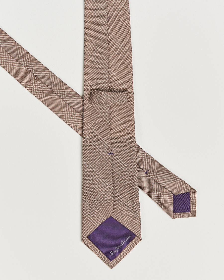 Ralph Lauren Purple Label Glenplaid Silk Tie Beige at CareOfCarl.com