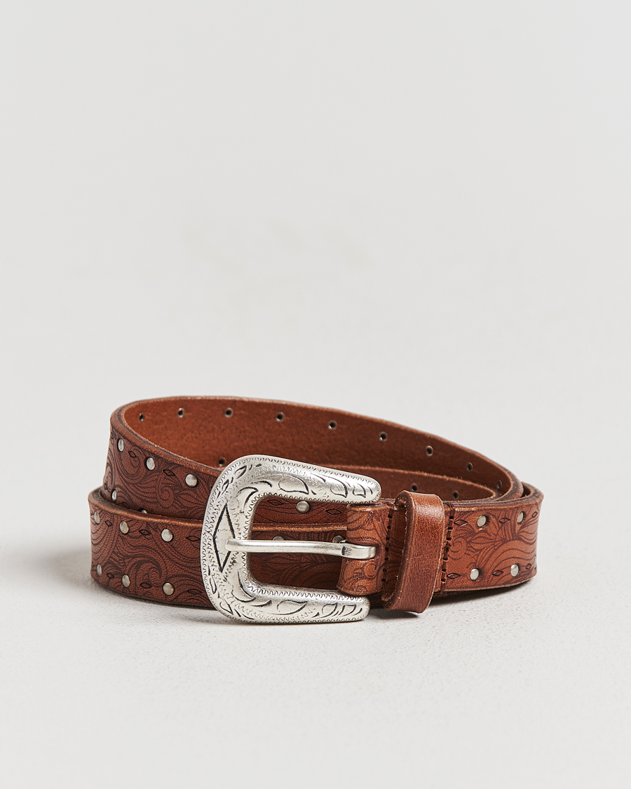 Men | Belts | Anderson's | Stud Western 2,5cm Belt Brown