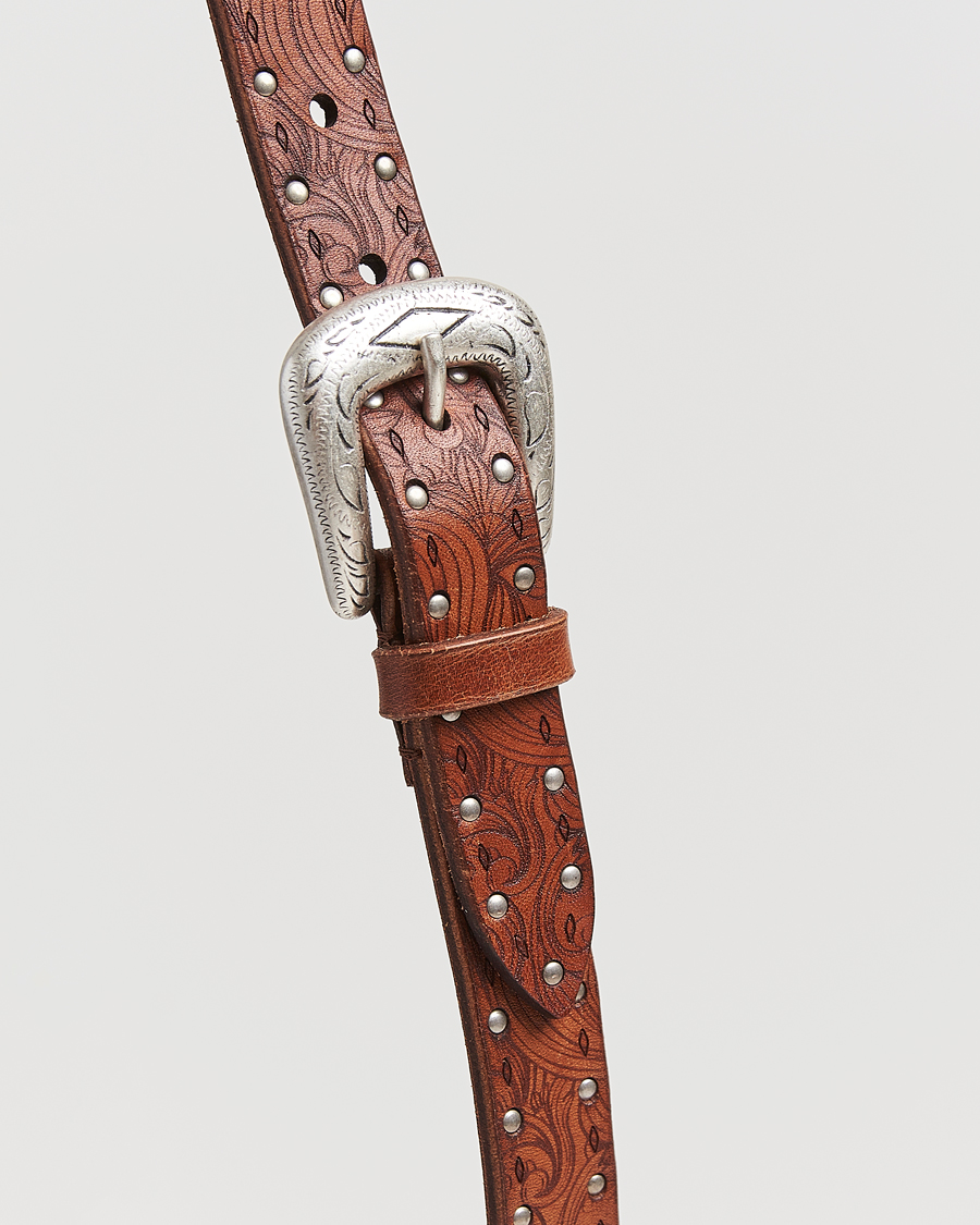 Men | Belts | Anderson's | Stud Western 2,5cm Belt Brown