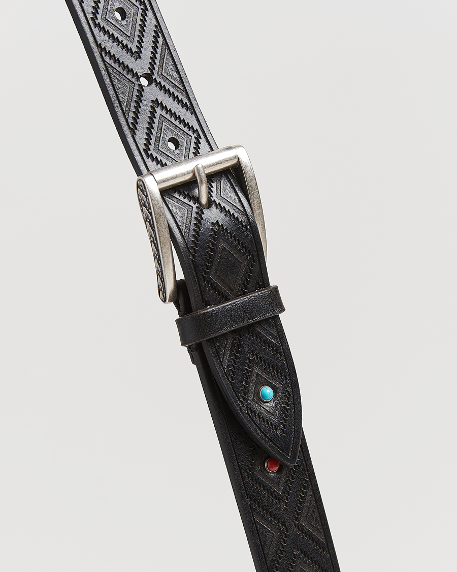 Men | Belts | Anderson's | Diamond Pattern Western 3,5cm Belt Black