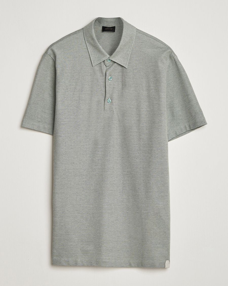 Men | Polo Shirts | Brioni | Short Sleeve Cotton Piquet Polo Light Green