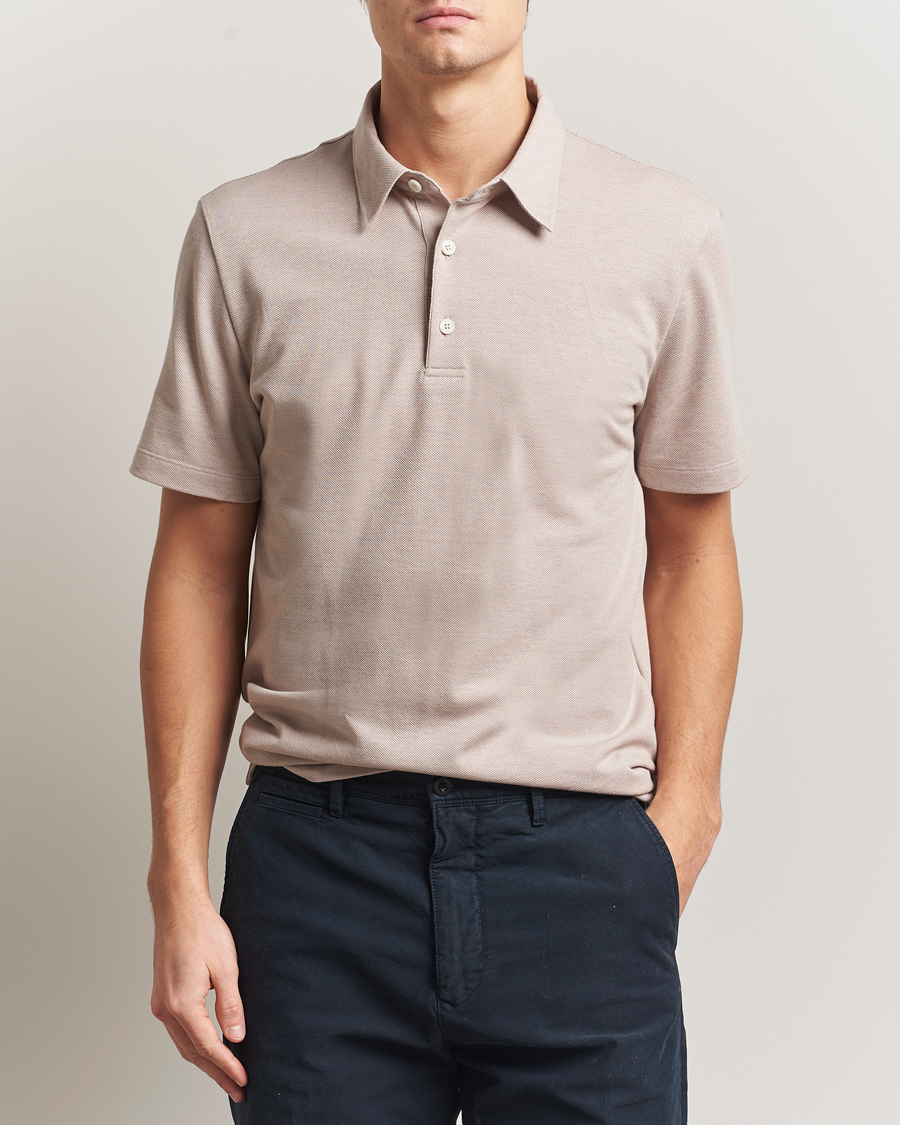 Men | Polo Shirts | Brioni | Short Sleeve Cotton Piquet Polo Beige