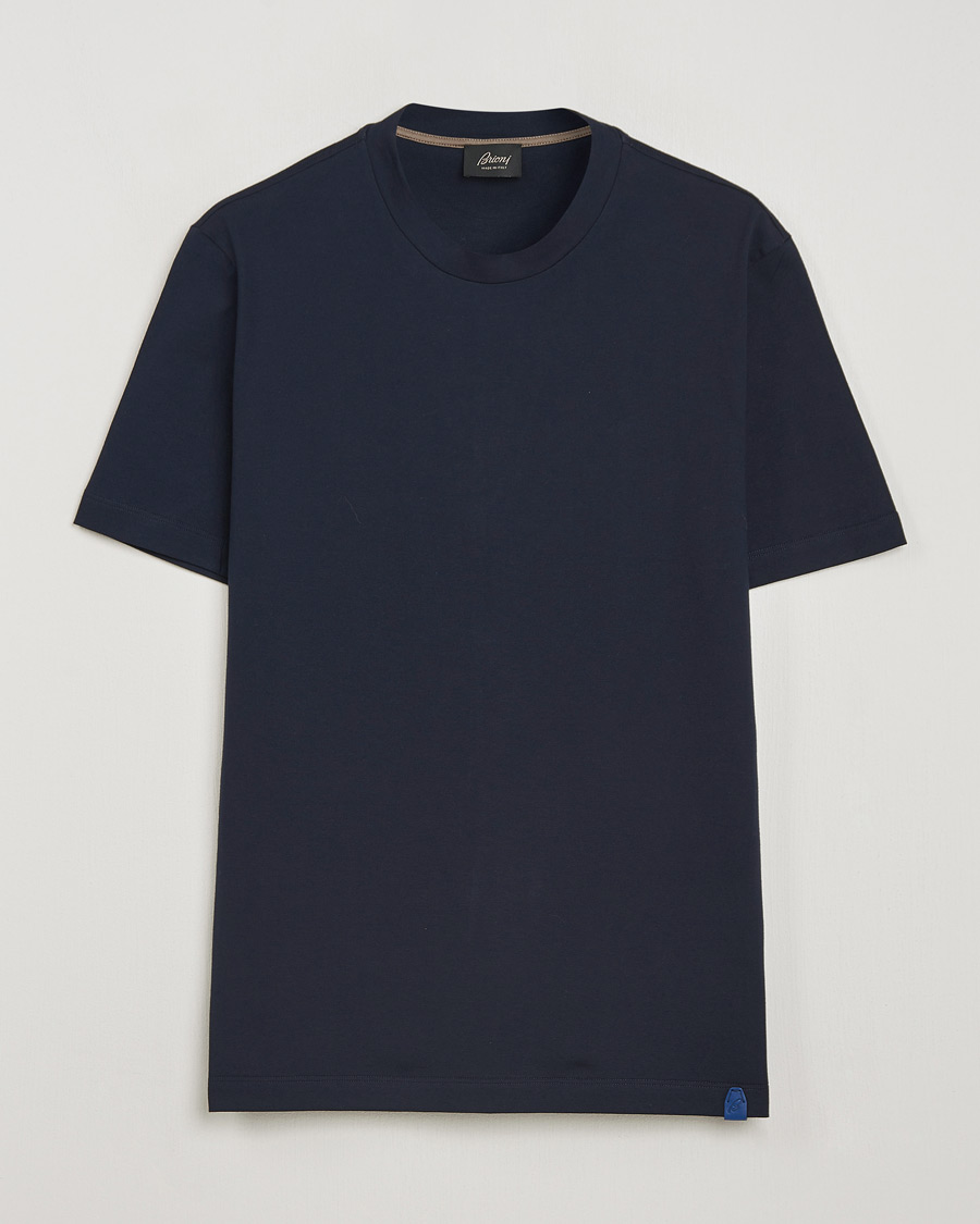 Men | T-Shirts | Brioni | Short Sleeve Cotton T-Shirt Navy