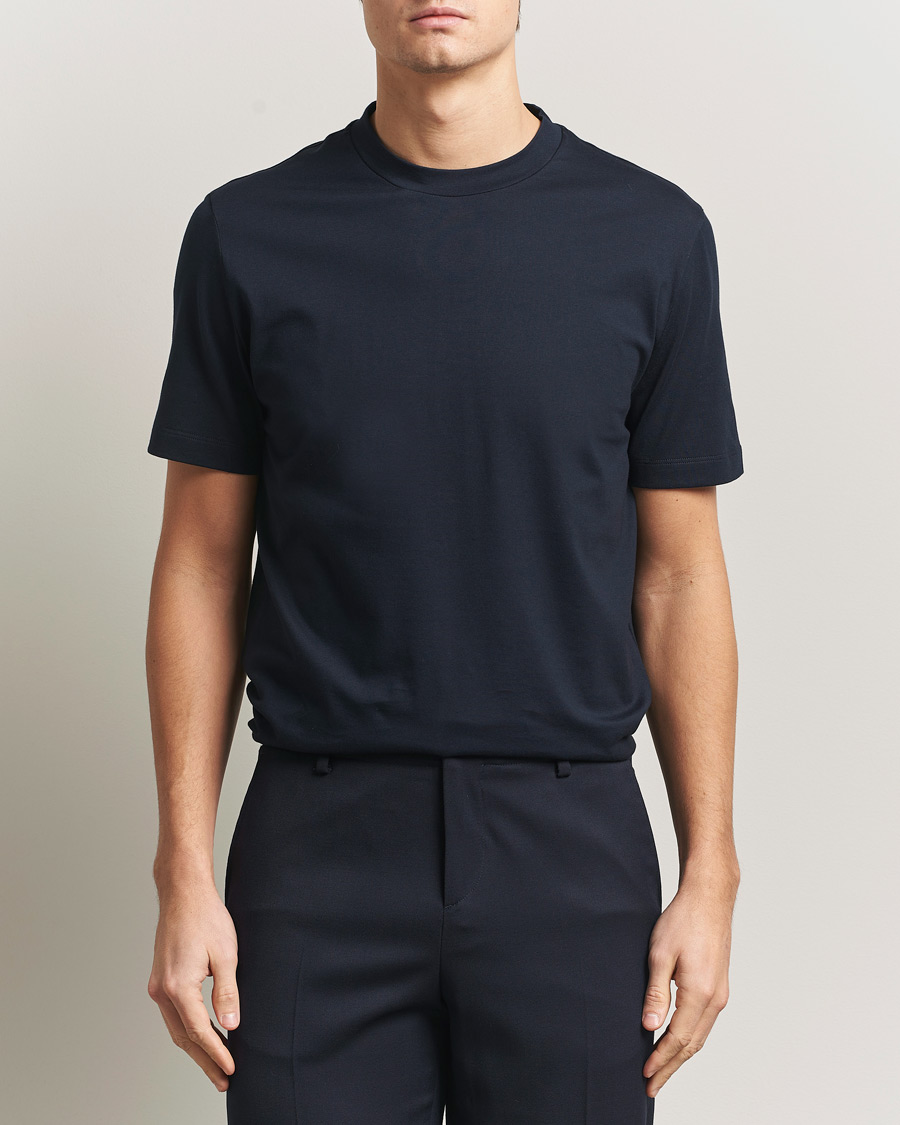 Men | T-Shirts | Brioni | Short Sleeve Cotton T-Shirt Navy