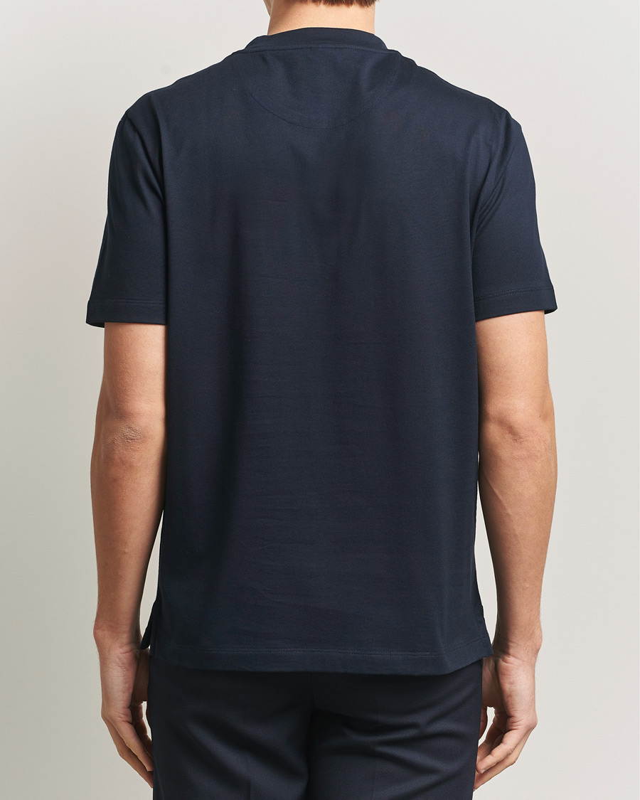 Men | T-Shirts | Brioni | Short Sleeve Cotton T-Shirt Navy