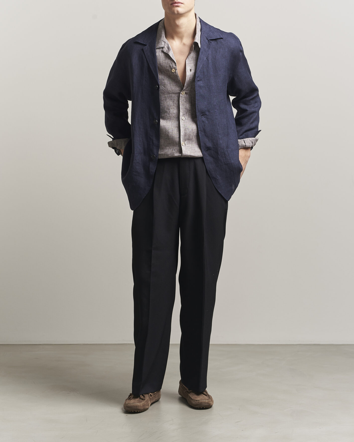 Men | Shirts | Brioni | Linen Shirt Blazer Navy