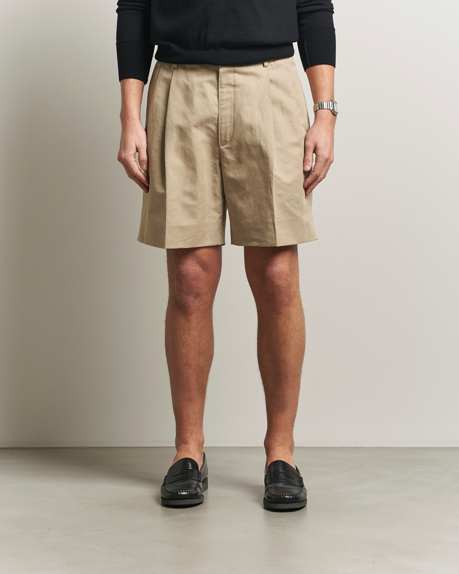 Men | Shorts | Brioni | Cotton/Linen Drawstring Shorts Beige