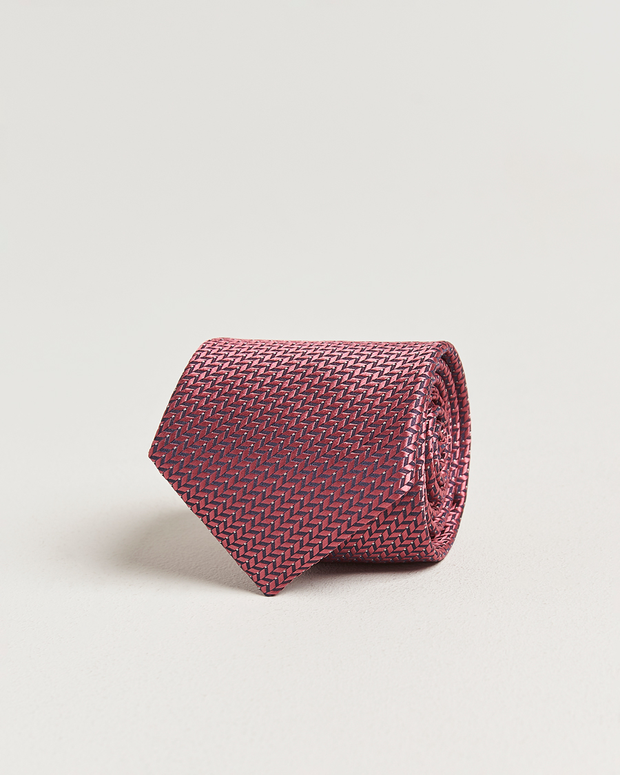 Men | Ties | Brioni | Jacquard Herringbone Silk Tie Rosa