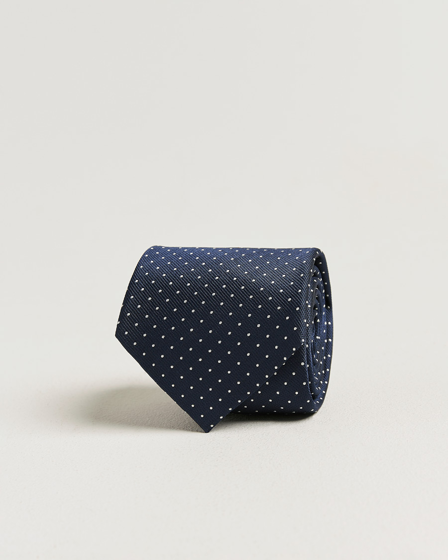 Men | Ties | Brioni | Jacquard Dot Silk Tie Navy