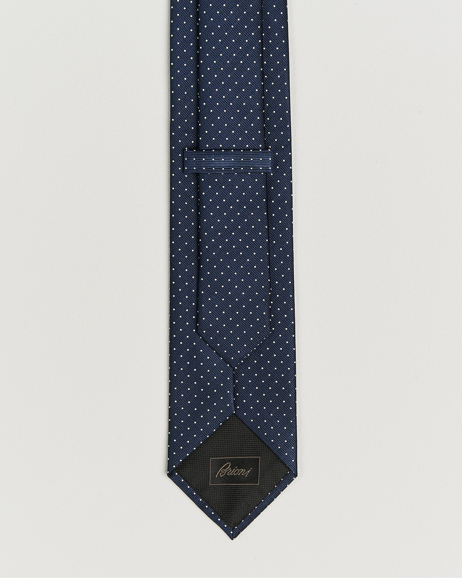 Men | Ties | Brioni | Jacquard Dot Silk Tie Navy