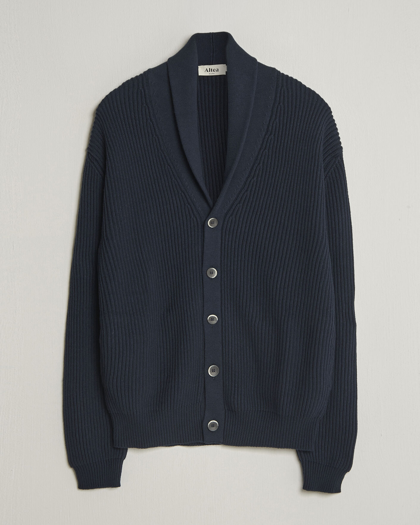 Men | Sweaters & Knitwear | Altea | Cotton/Cashmere Shawl Cardigan Navy