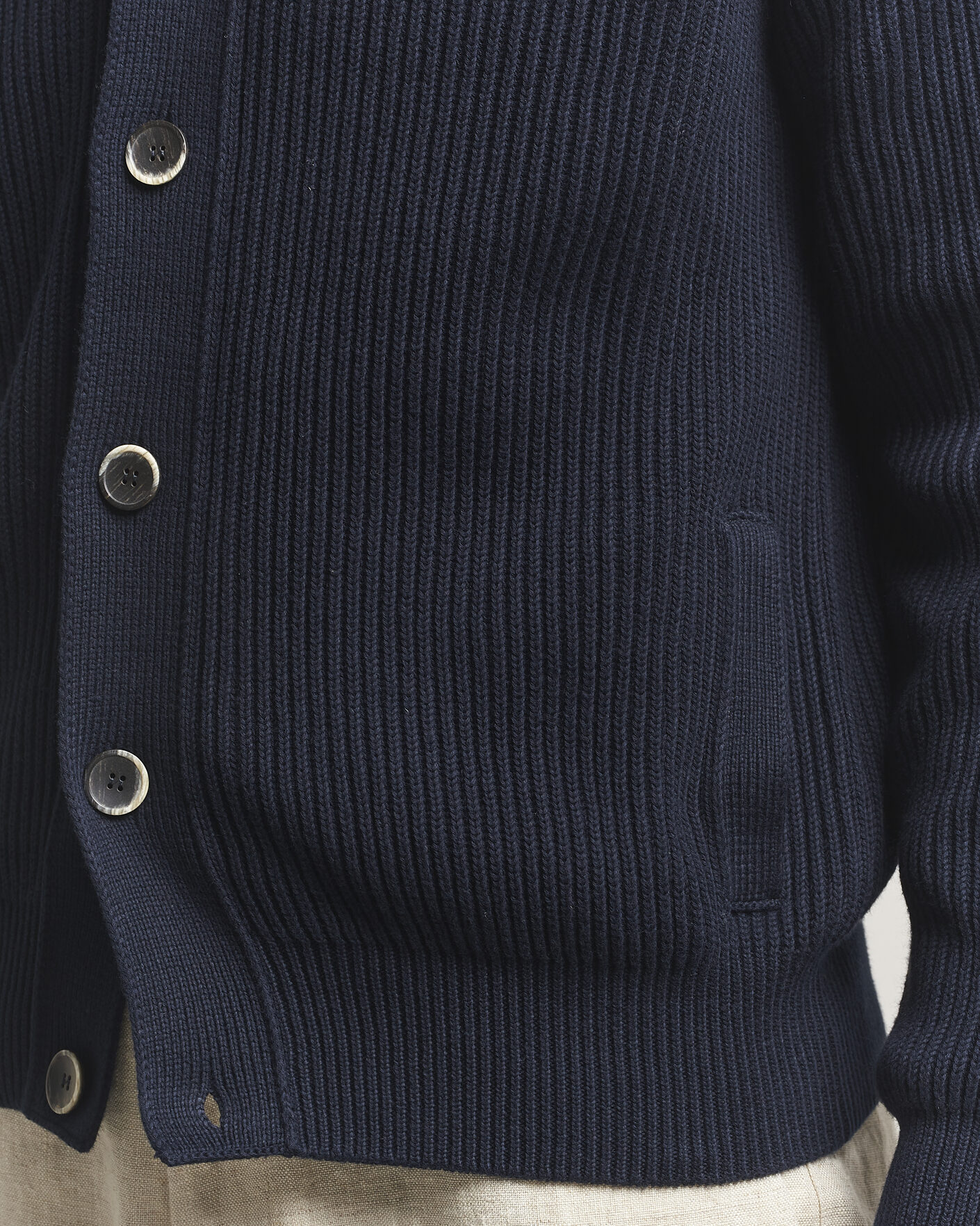 Men | Sweaters & Knitwear | Altea | Cotton Rib Cardigan Jacket Navy