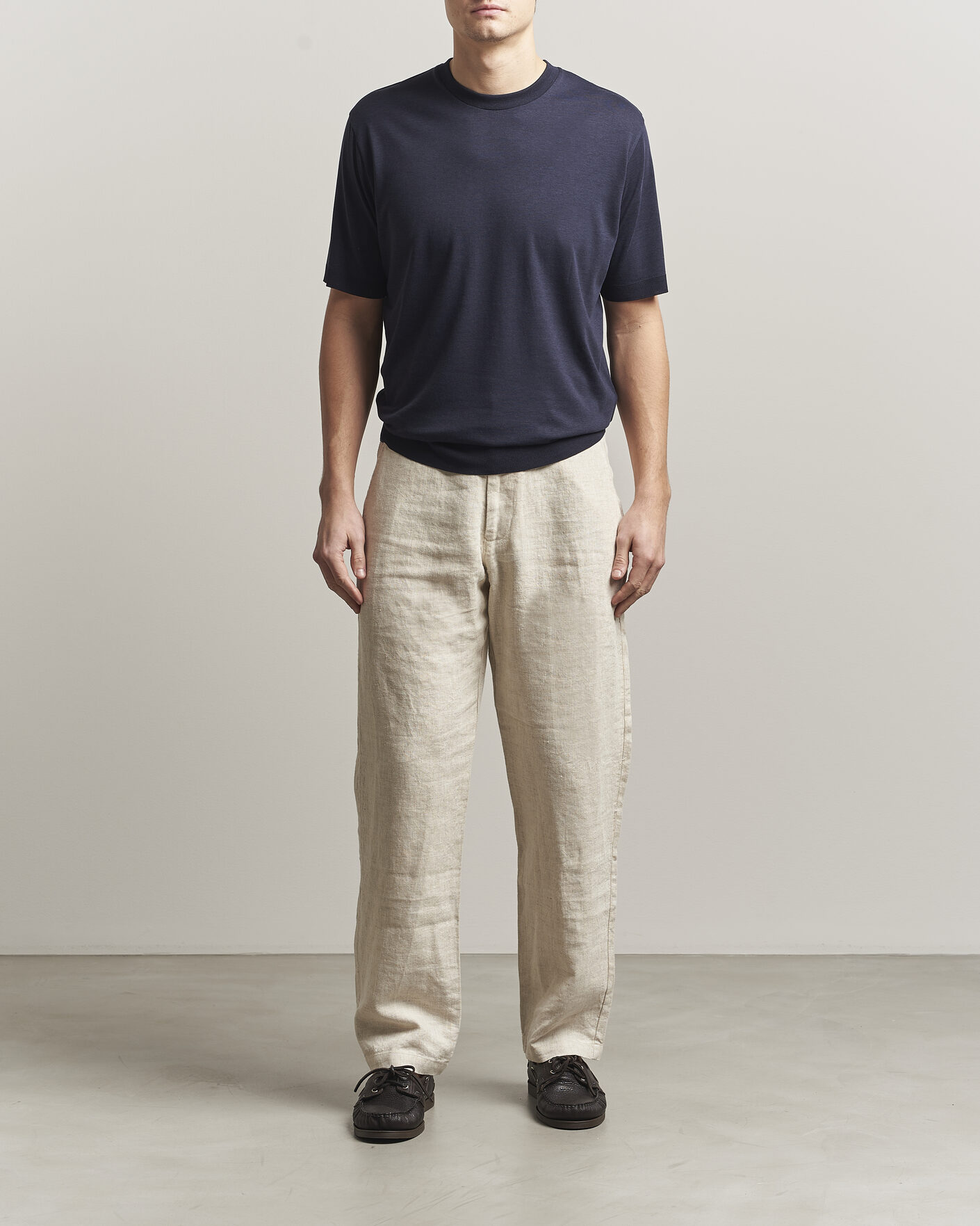 Men | T-Shirts | Altea | Cotton/Stretch Knitted T-Shirt Navy