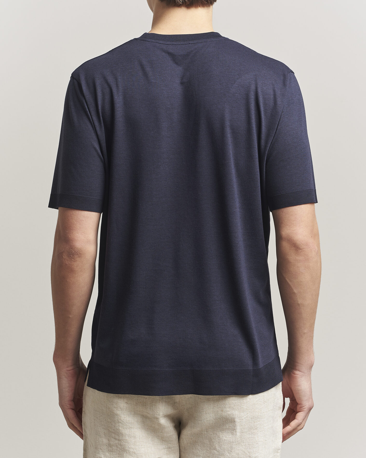 Men | T-Shirts | Altea | Cotton/Stretch Knitted T-Shirt Navy