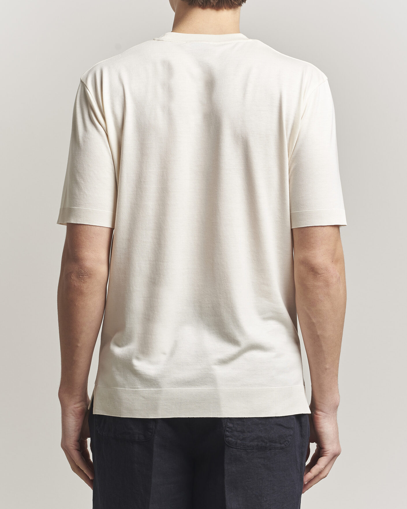Men | T-Shirts | Altea | Cotton/Stretch Knitted T-Shirt Off White
