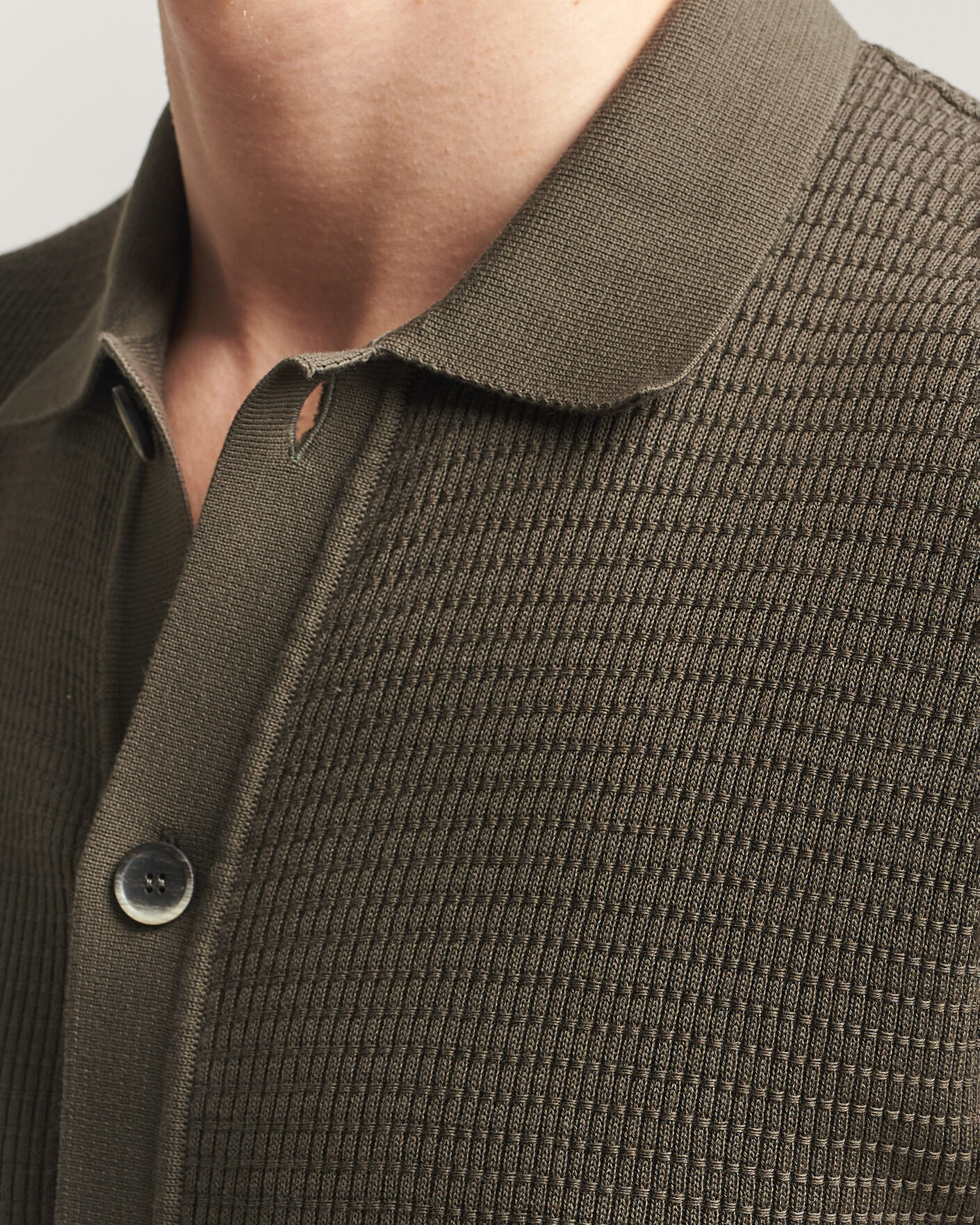 Men | Shirts | Altea | Bamboo Stitch Knitted Camp Shirt Dark Green