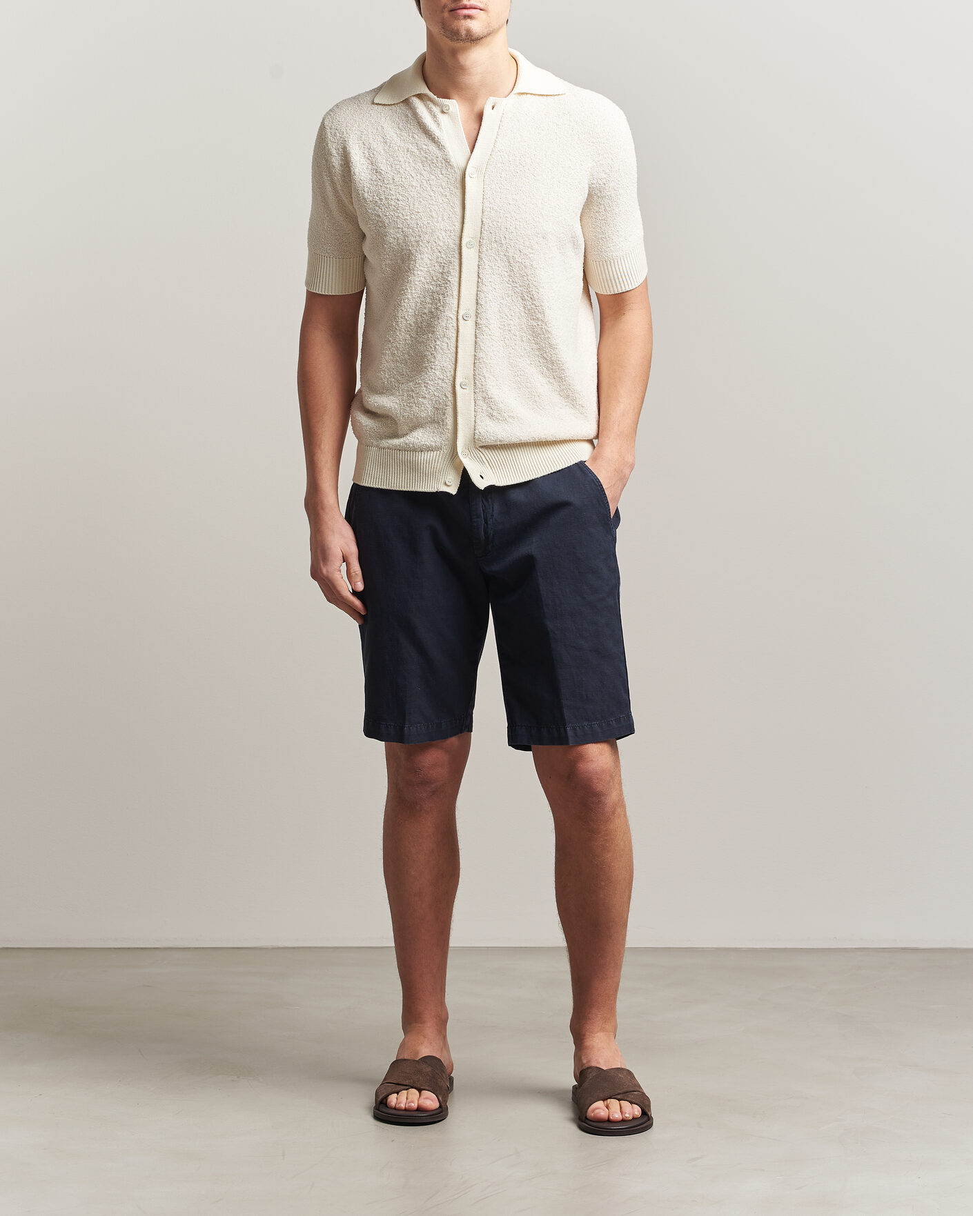Men | Shirts | Altea | Soft Boucle Resort Shirt Off White