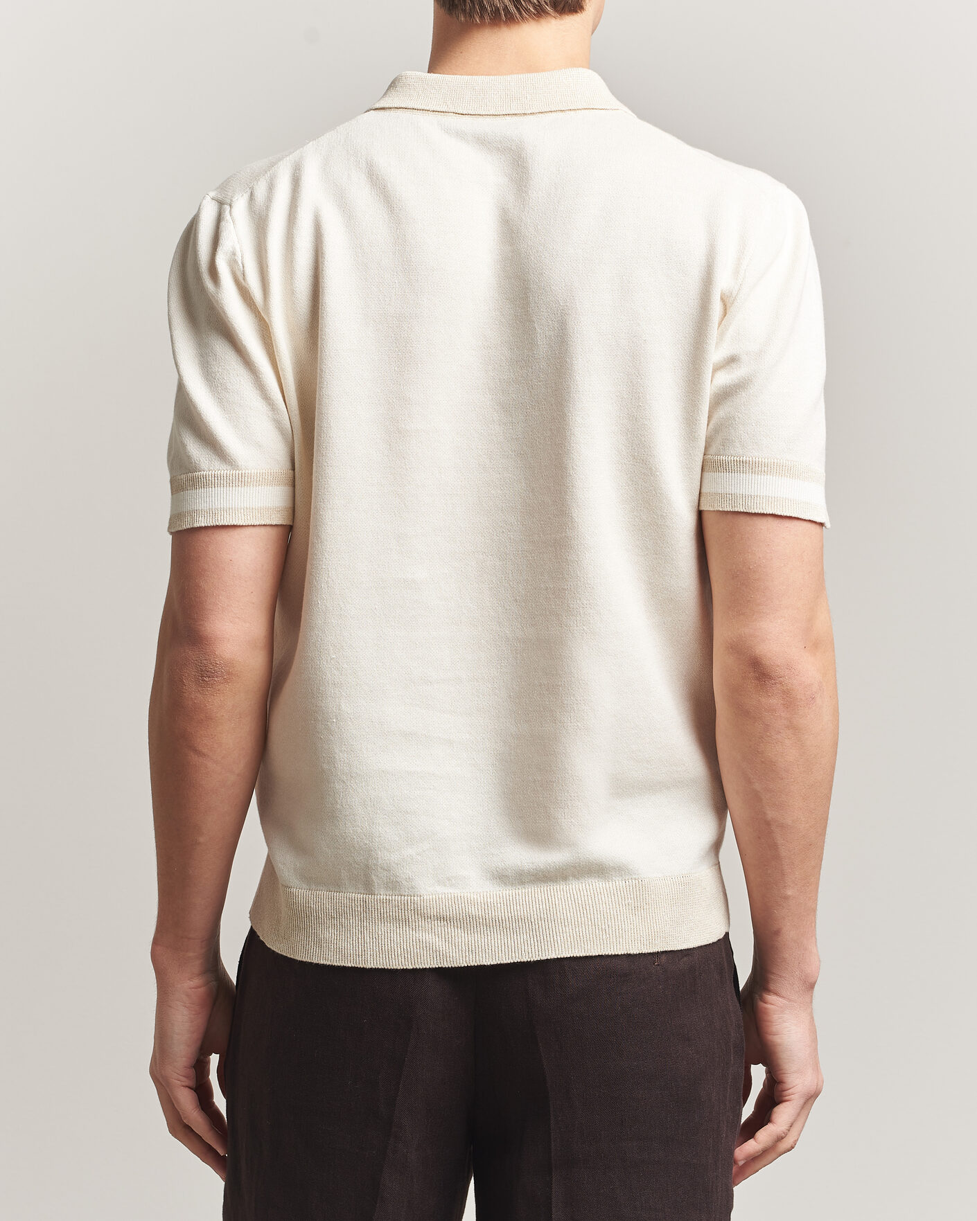 Men | Polo Shirts | Altea | Cotton/Linen Piquet Polo Off White