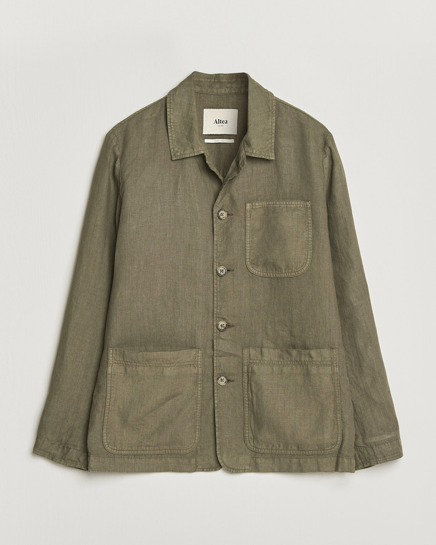 Altea Linen Chore Jacket Military at CareOfCarl.com