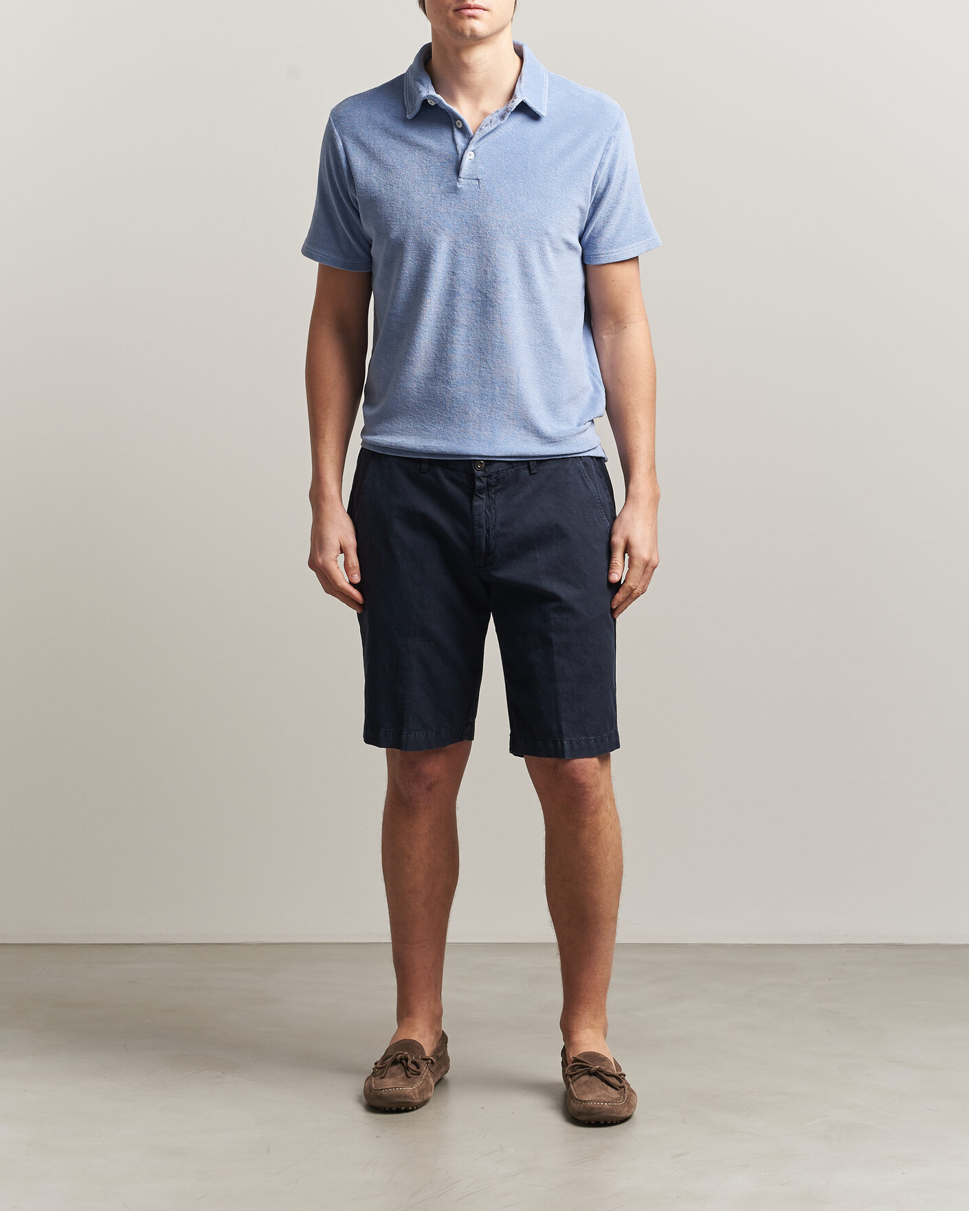 Men | Polo Shirts | Altea | Terry Cotton Polo Light Blue