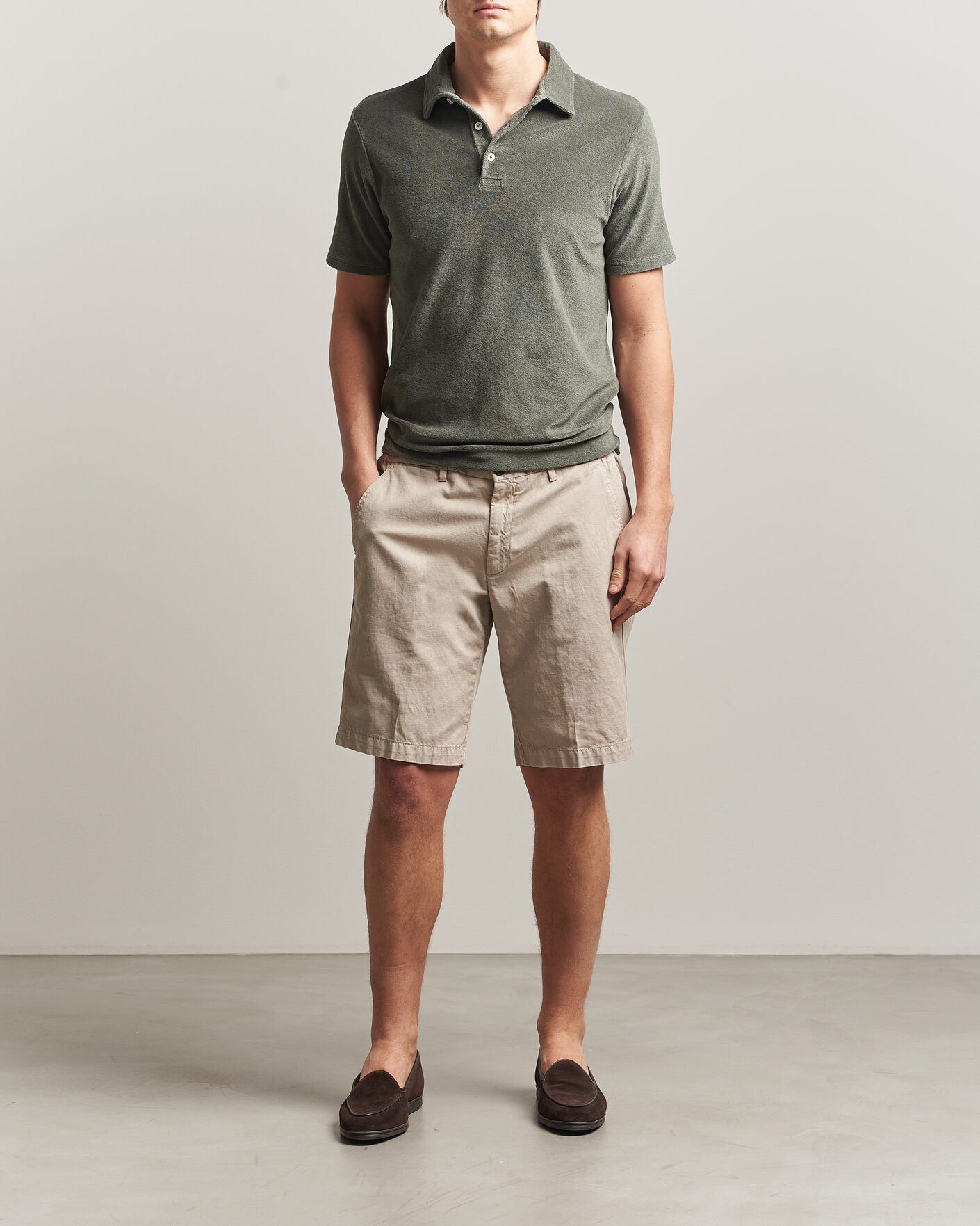 Men | Polo Shirts | Altea | Terry Cotton Polo Olive