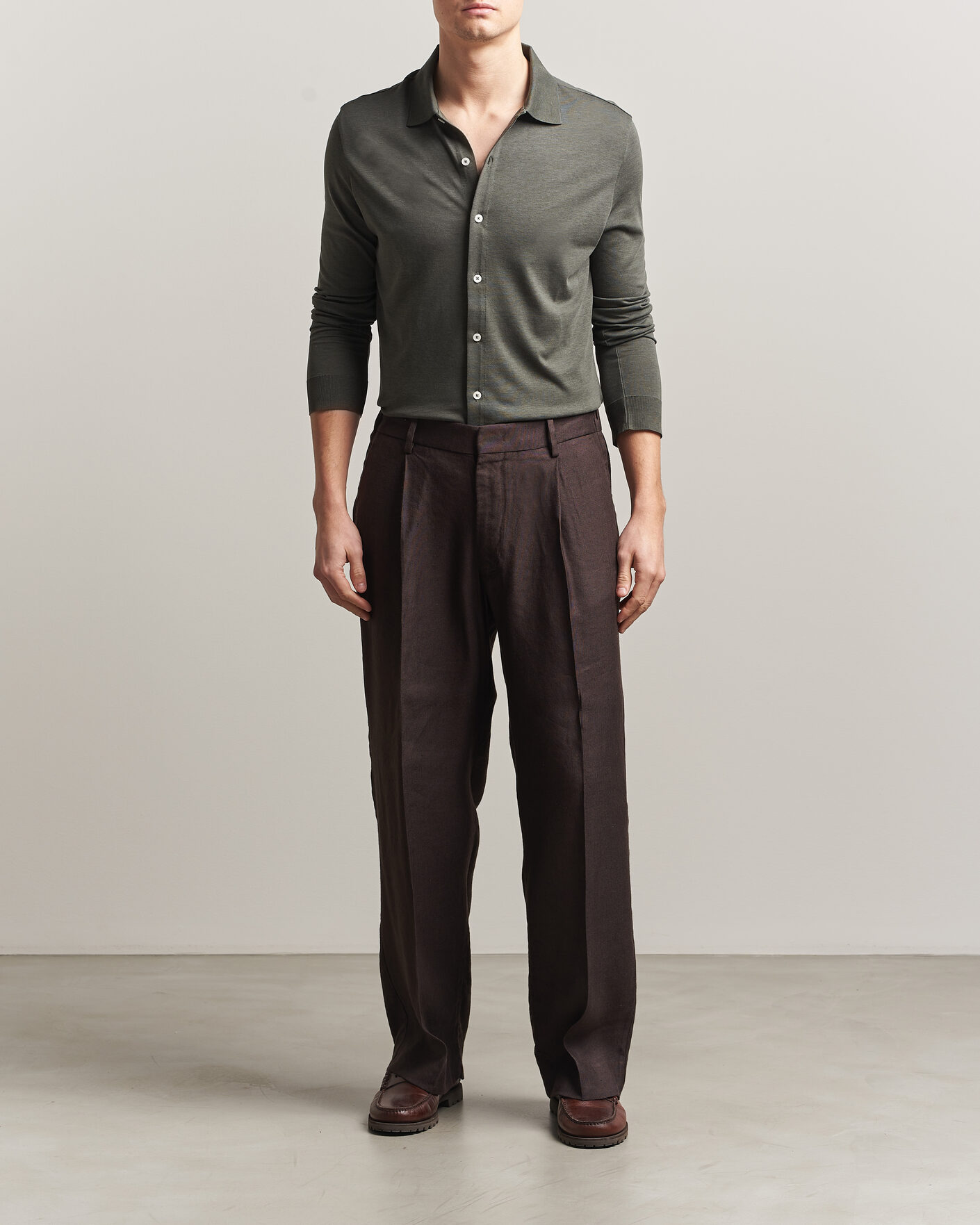 Men | Shirts | Altea | Jersey Knit Shirt Olive