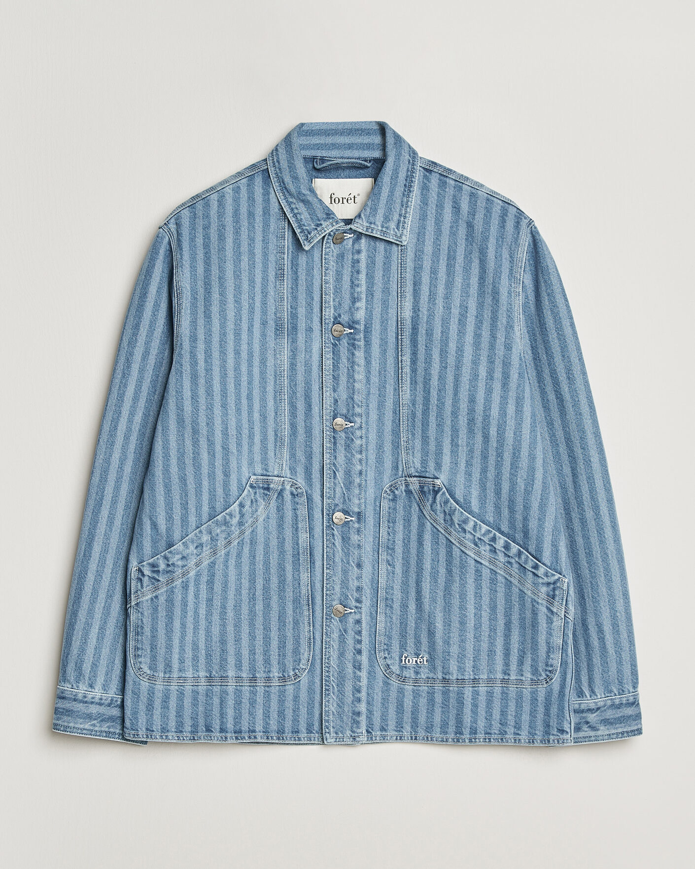 Men | Shirts | Forét | Berry Denim Overshirt Striped Denim