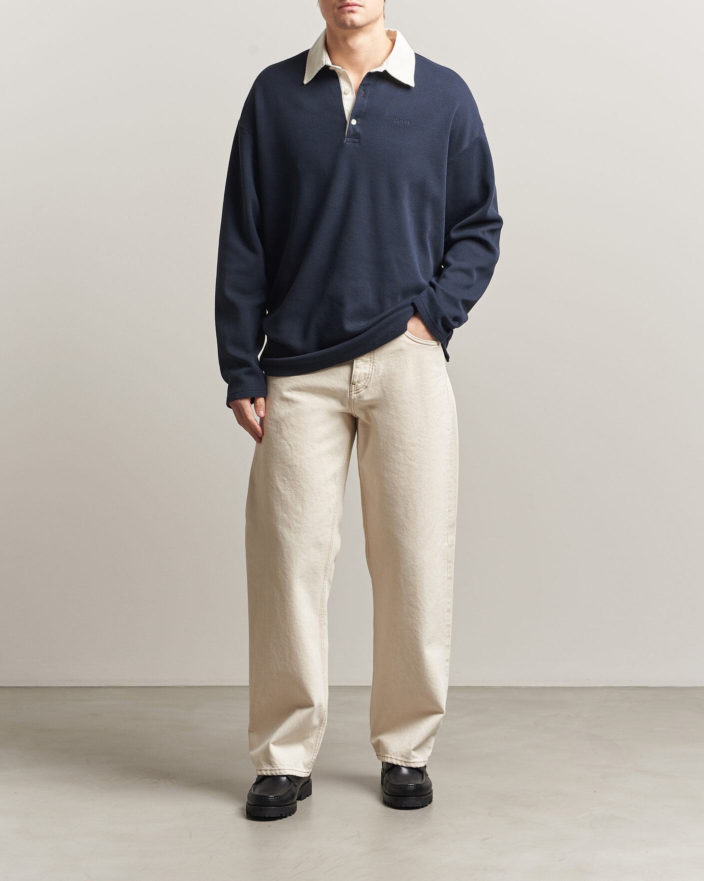 Forét Match Rugby Structured Sweatshirt Navy at CareOfCarl.com