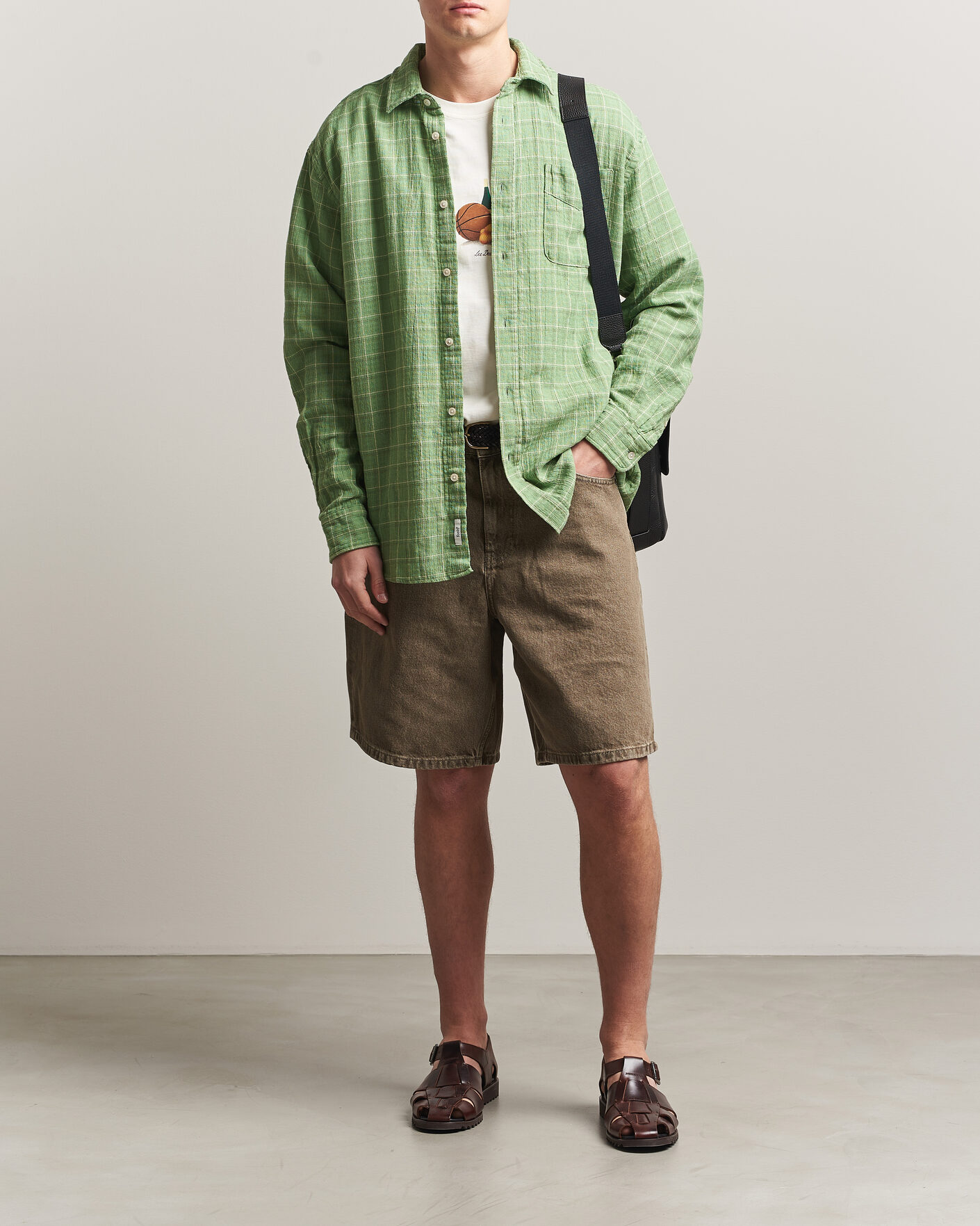 Men | Shirts | Forét | Scout Relaxed Fit Loose Weave Shirt Vibrant Moss