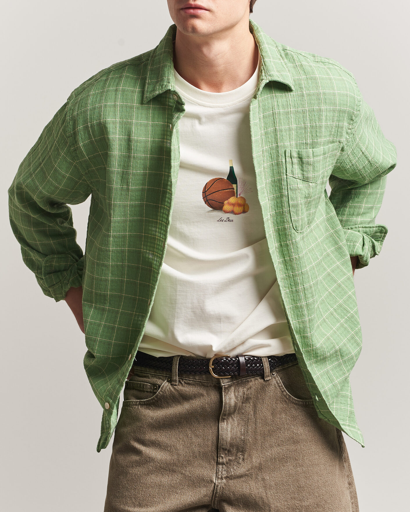 Men | Shirts | Forét | Scout Relaxed Fit Loose Weave Shirt Vibrant Moss