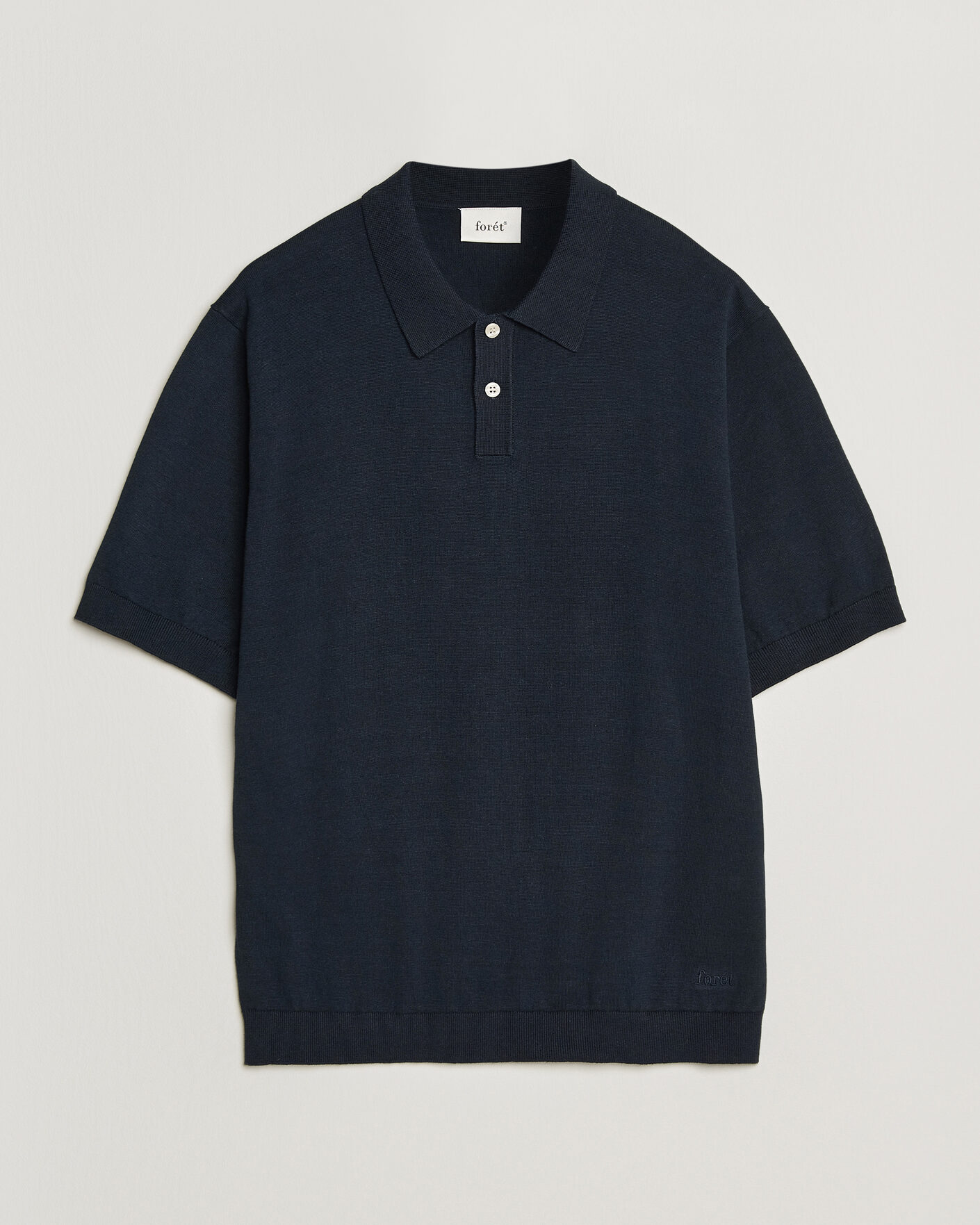 Men | Polo Shirts | Forét | Sea Cotton/Linen Polo Navy