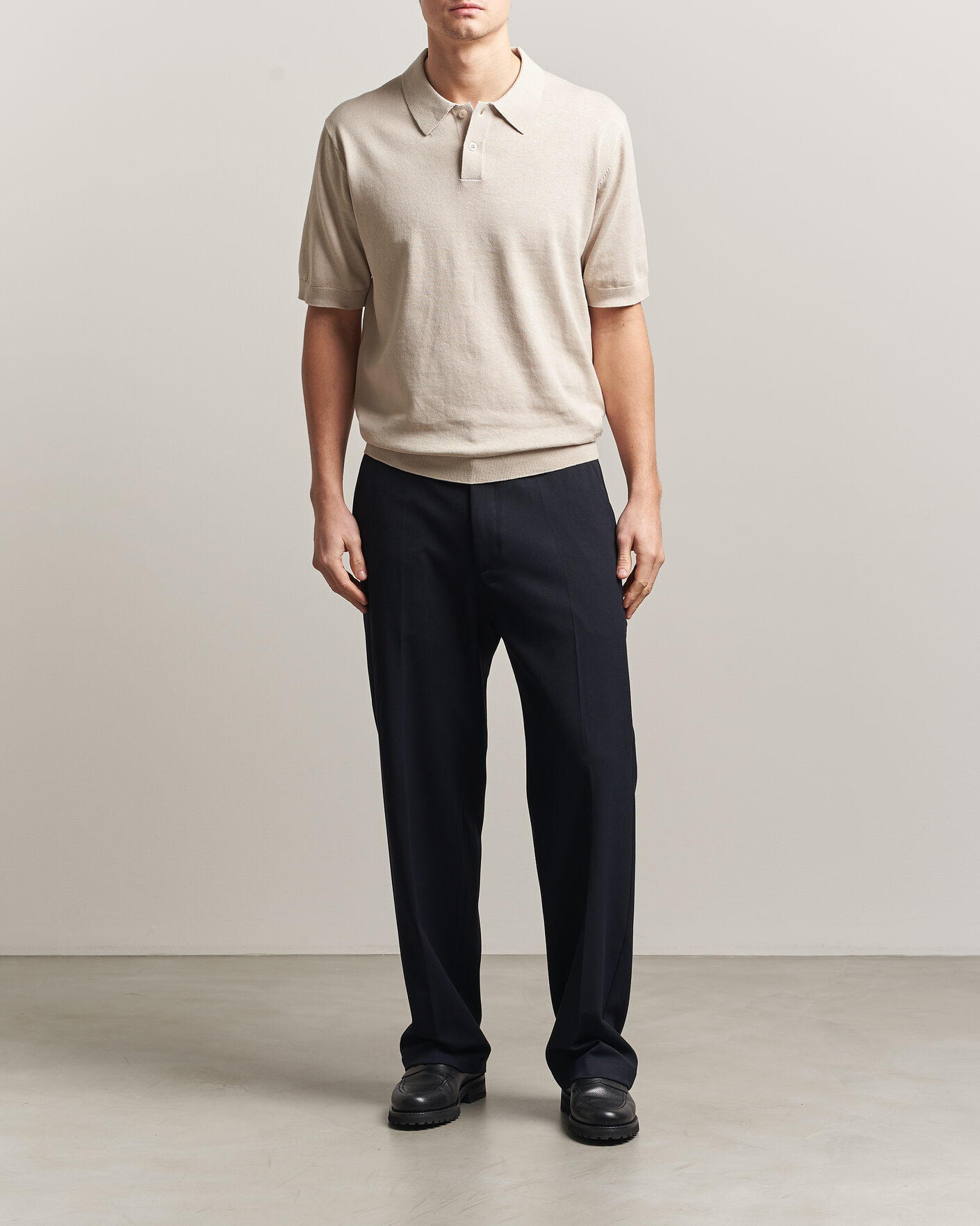 Men | Polo Shirts | Forét | Sea Cotton/Linen Polo Oatmeal