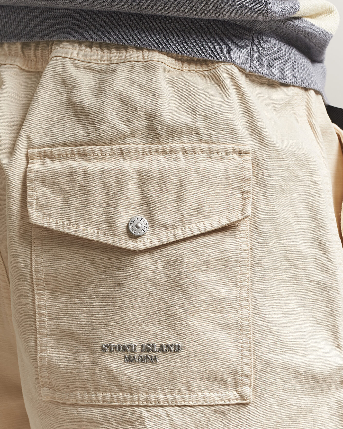 Men | Shorts | Stone Island | Marina Organic Slub Cotton Shorts Ivory