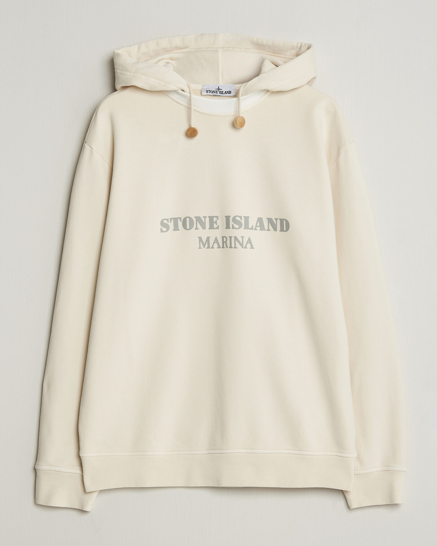 Stone Island Marina Cotton Fleece Hood Ivory at CareOfCarl.com