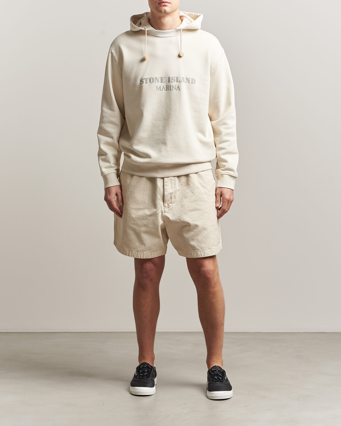 Stone Island Marina Cotton Fleece Hood Ivory at CareOfCarl.com