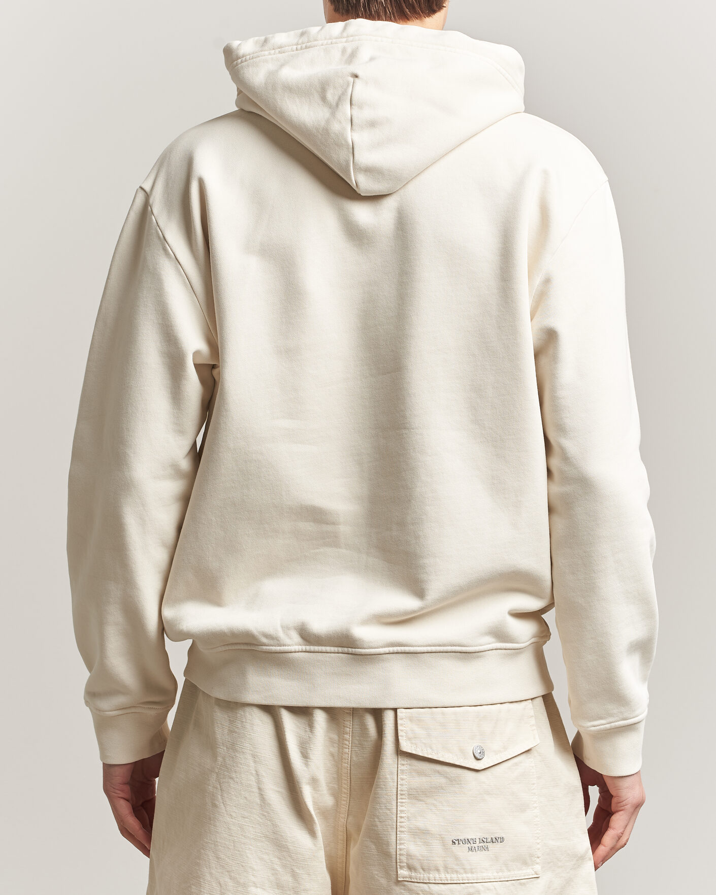 Stone Island Marina Cotton Fleece Hood Ivory at CareOfCarl.com