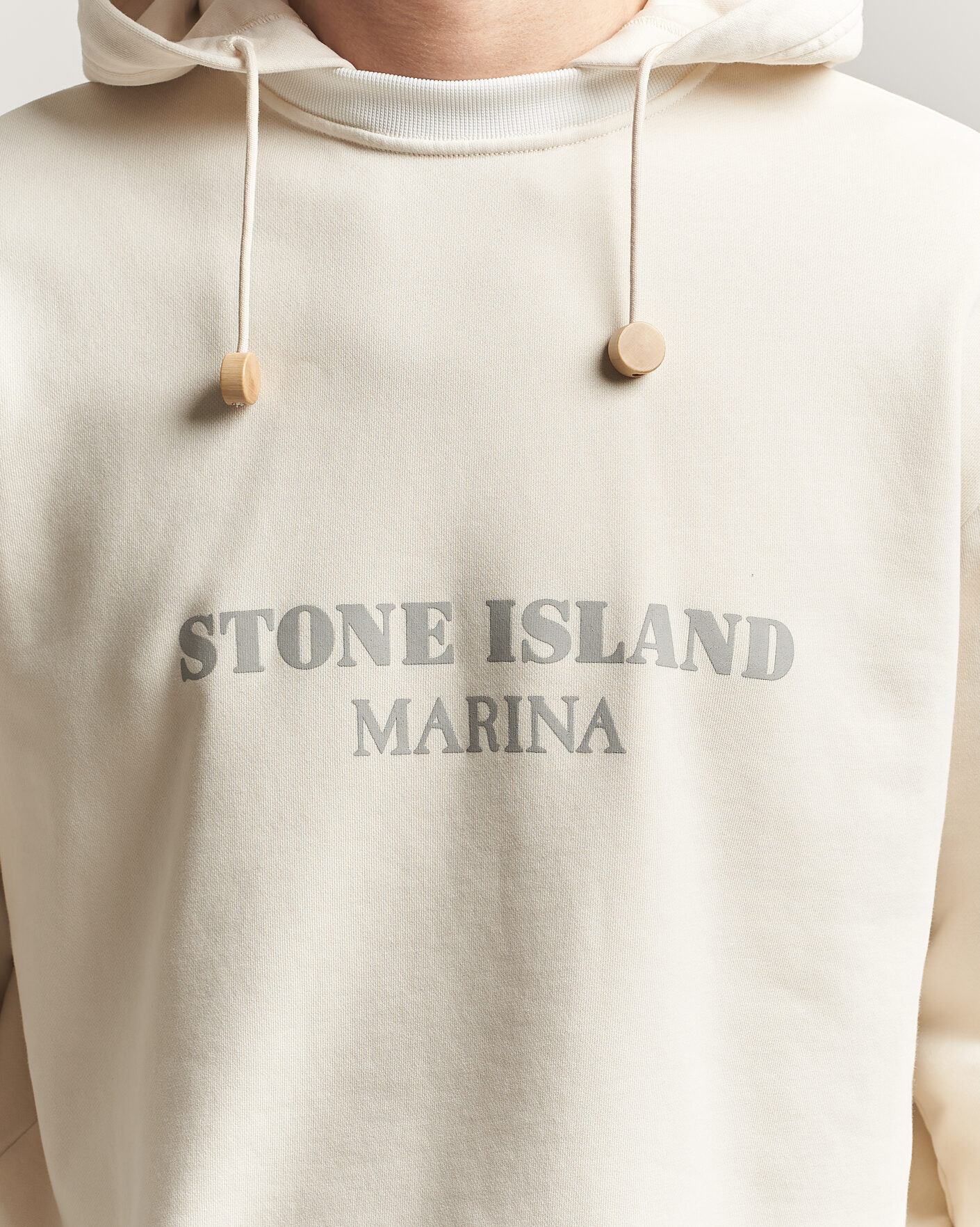 Stone Island Marina Cotton Fleece Hood Ivory at CareOfCarl.com
