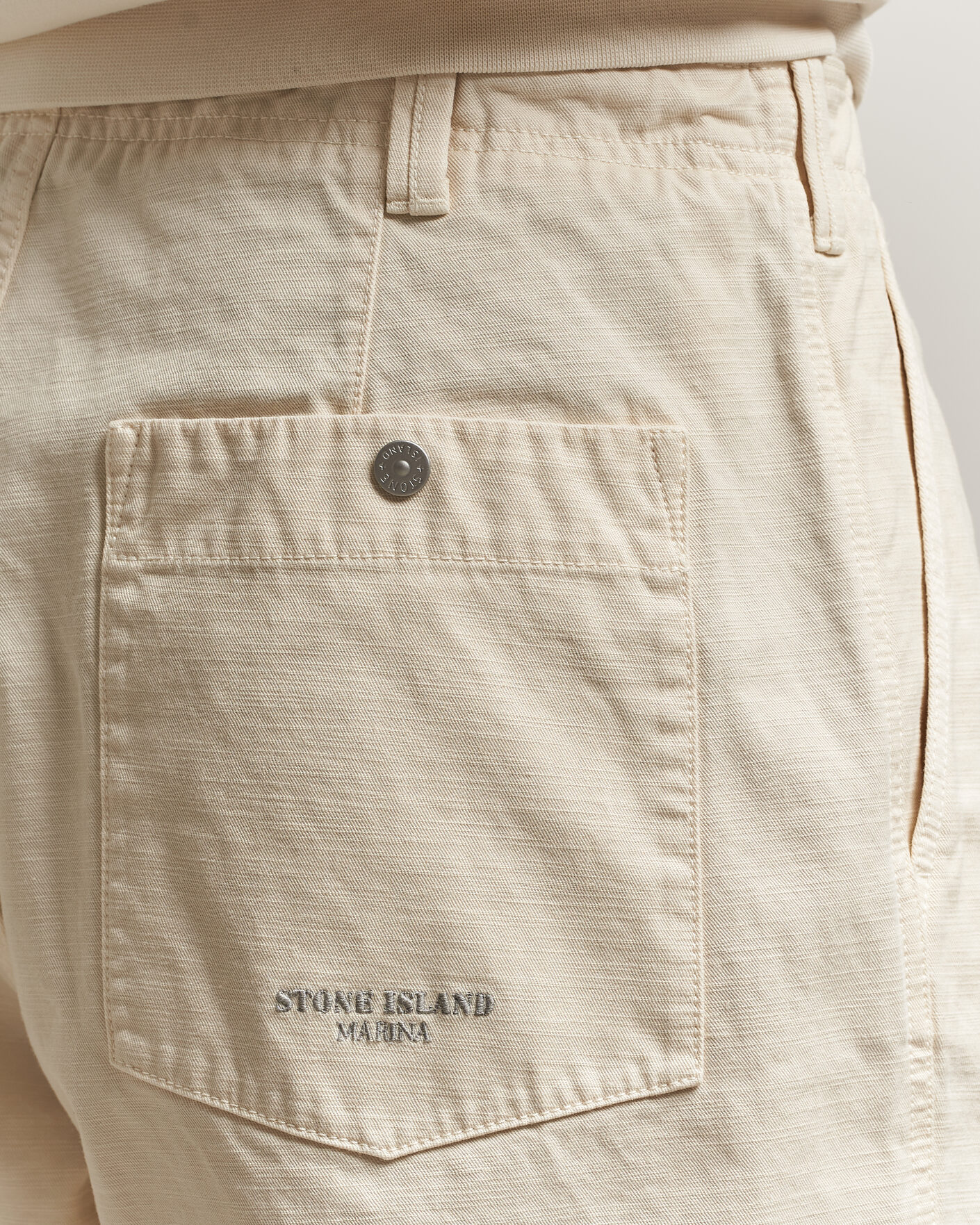 Stone Island Marina Cotton Twill Trousers Ivory at CareOfCarl.com