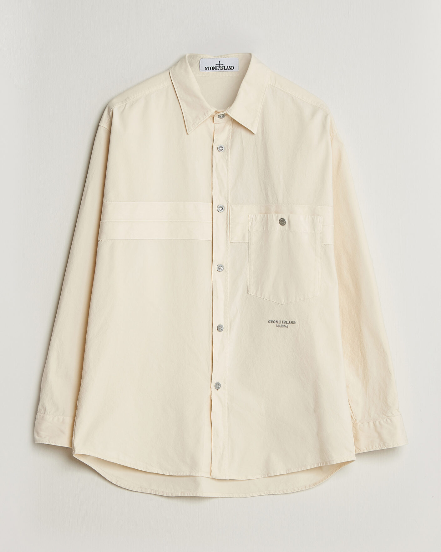 Men | Shirts | Stone Island | Marina Cotton Panama Weave Overshirt Ivory