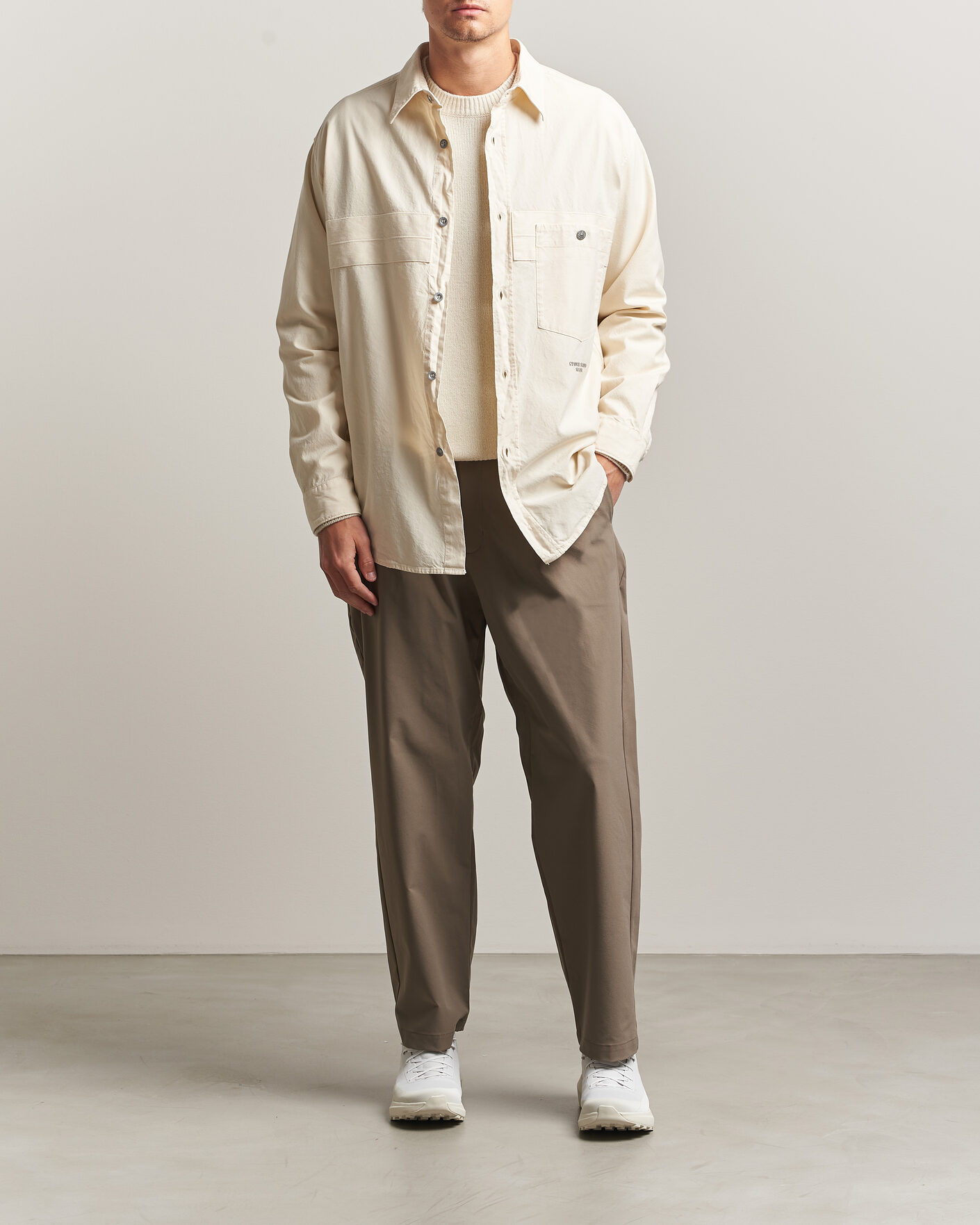 Men | Shirts | Stone Island | Marina Cotton Panama Weave Overshirt Ivory