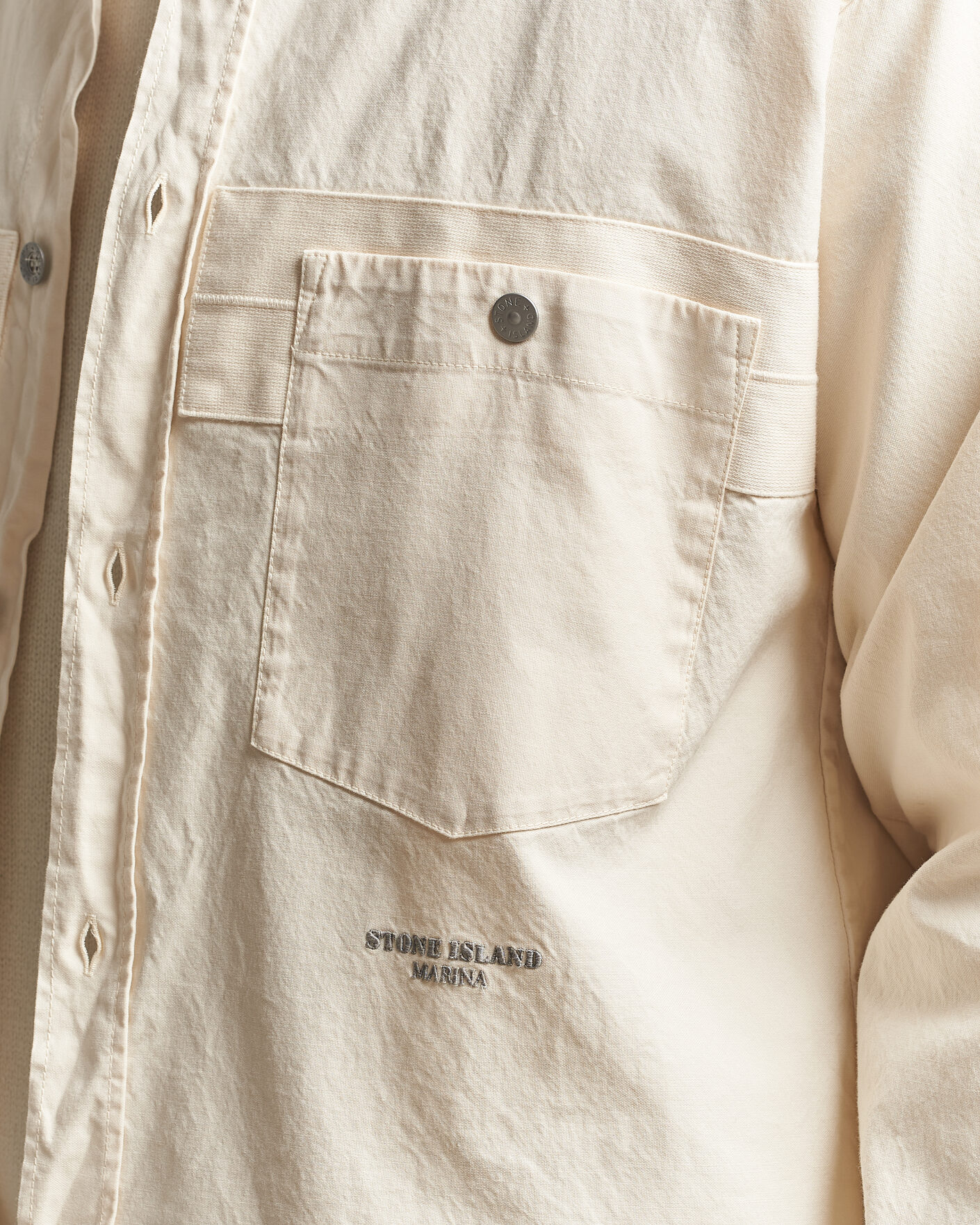 Men | Shirts | Stone Island | Marina Cotton Panama Weave Overshirt Ivory